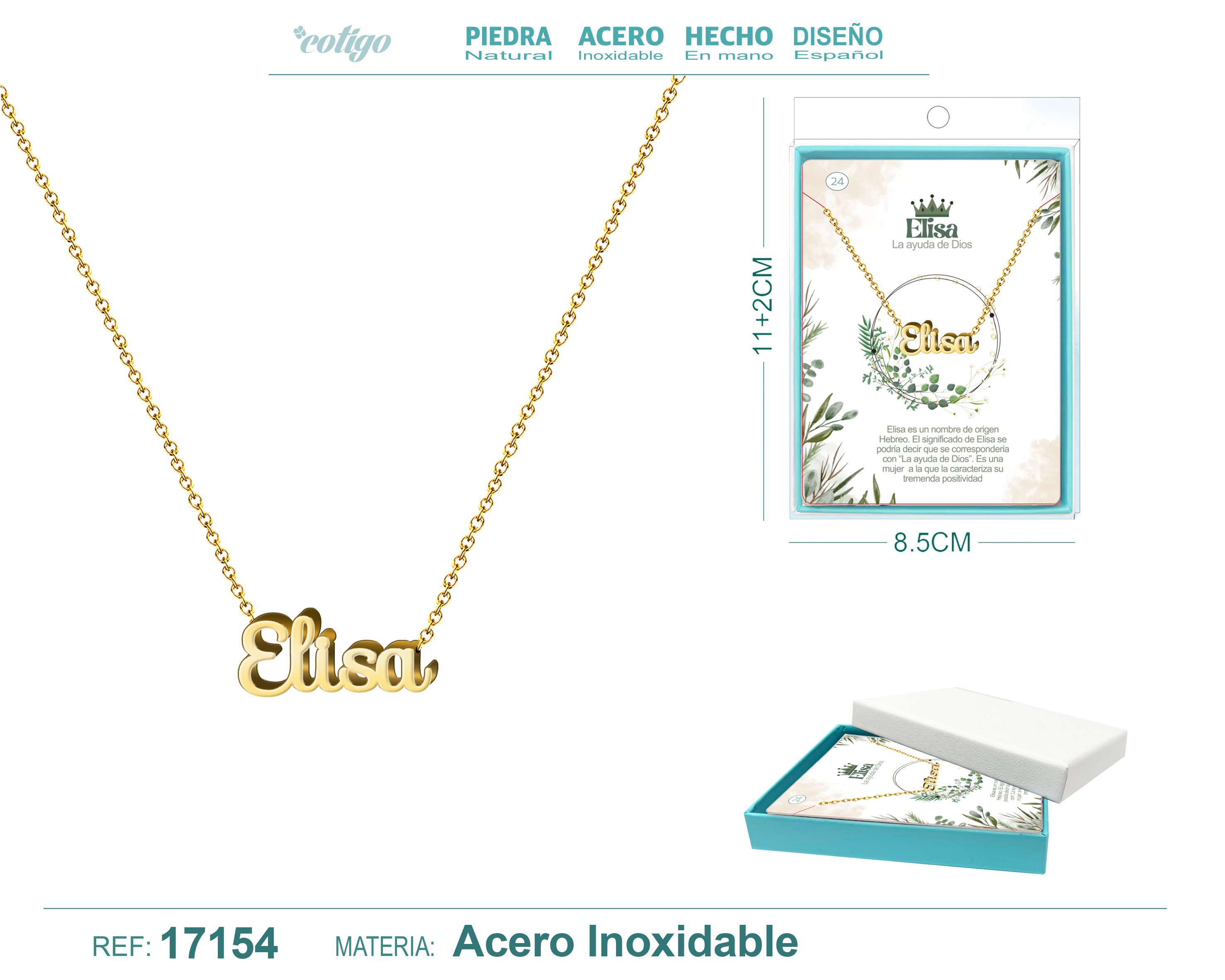 Collar Nombre Elisa Acerocolor Dorado