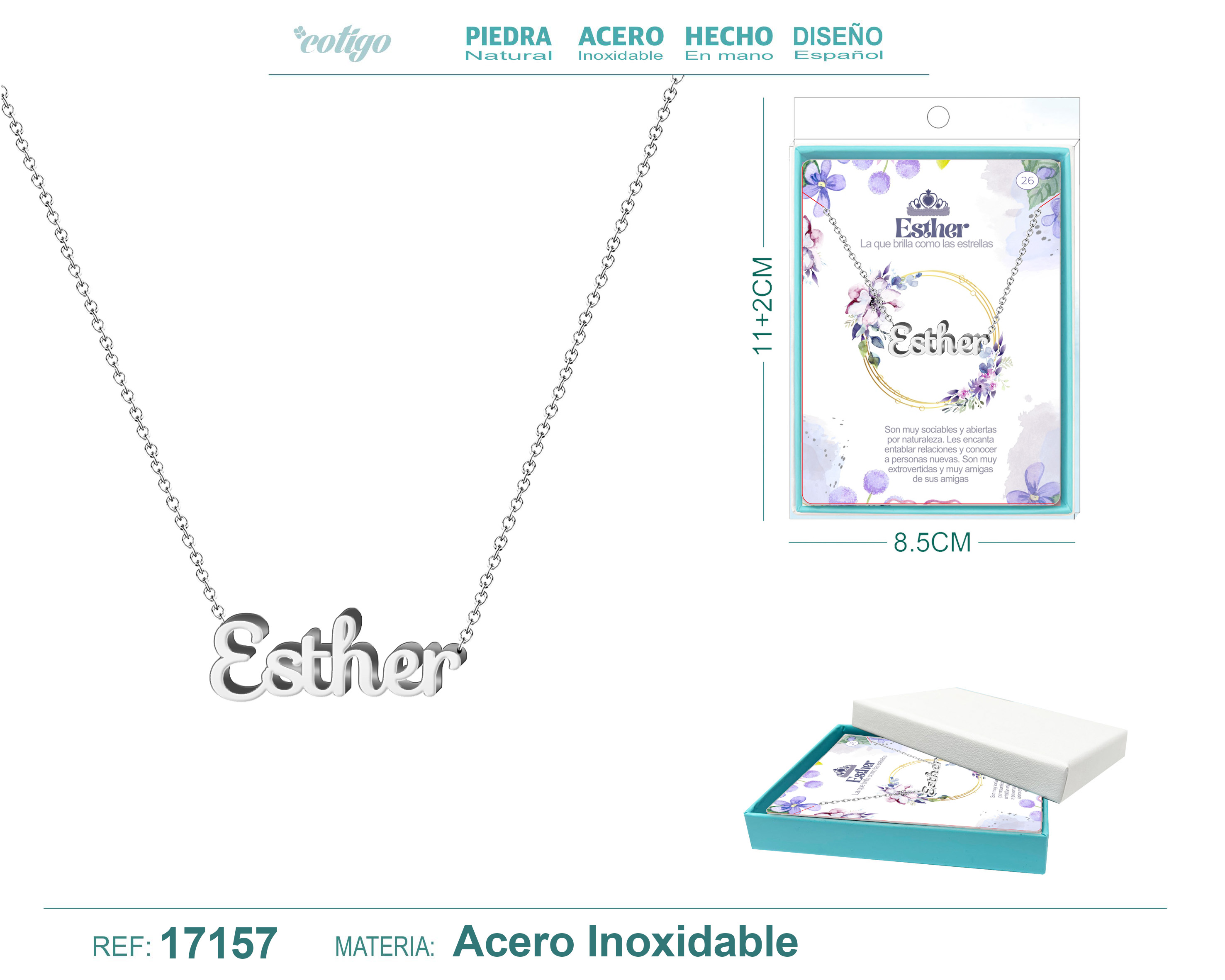Collar Nombre Esther Acerocolor Plateado