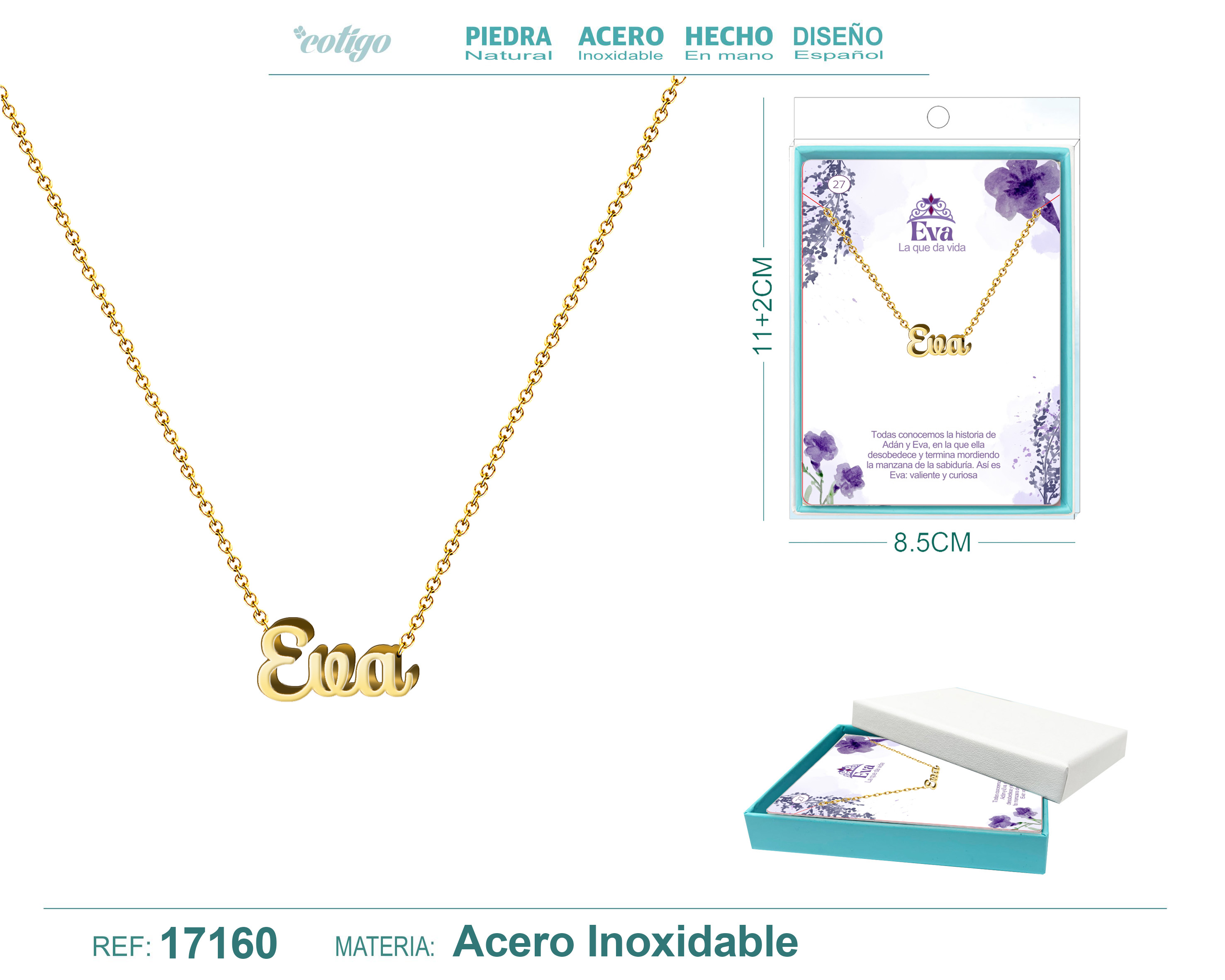 Collar Nombre Eva Acerocolor Dorado