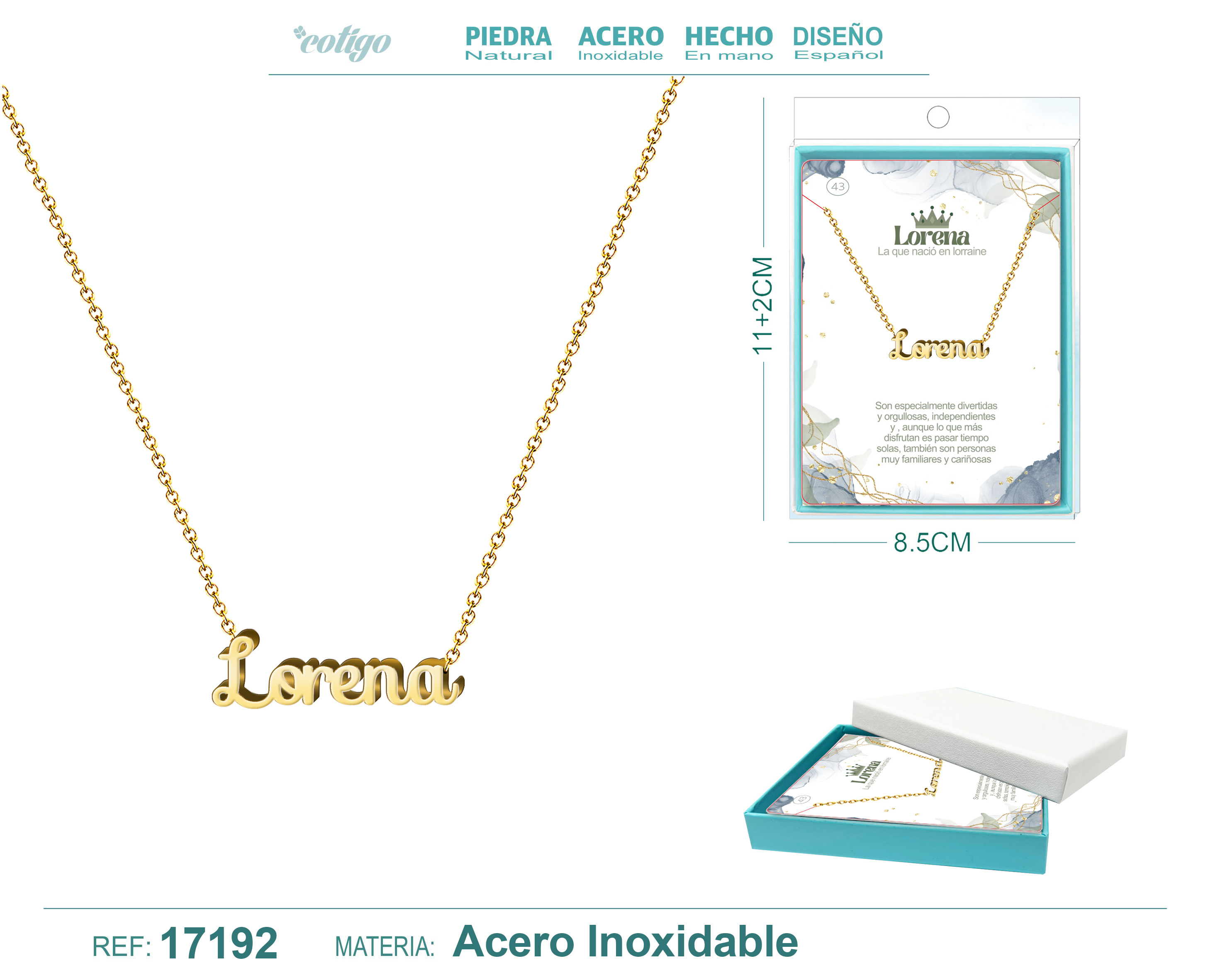 Collar Nombre Lorena Acerocolor Dorado