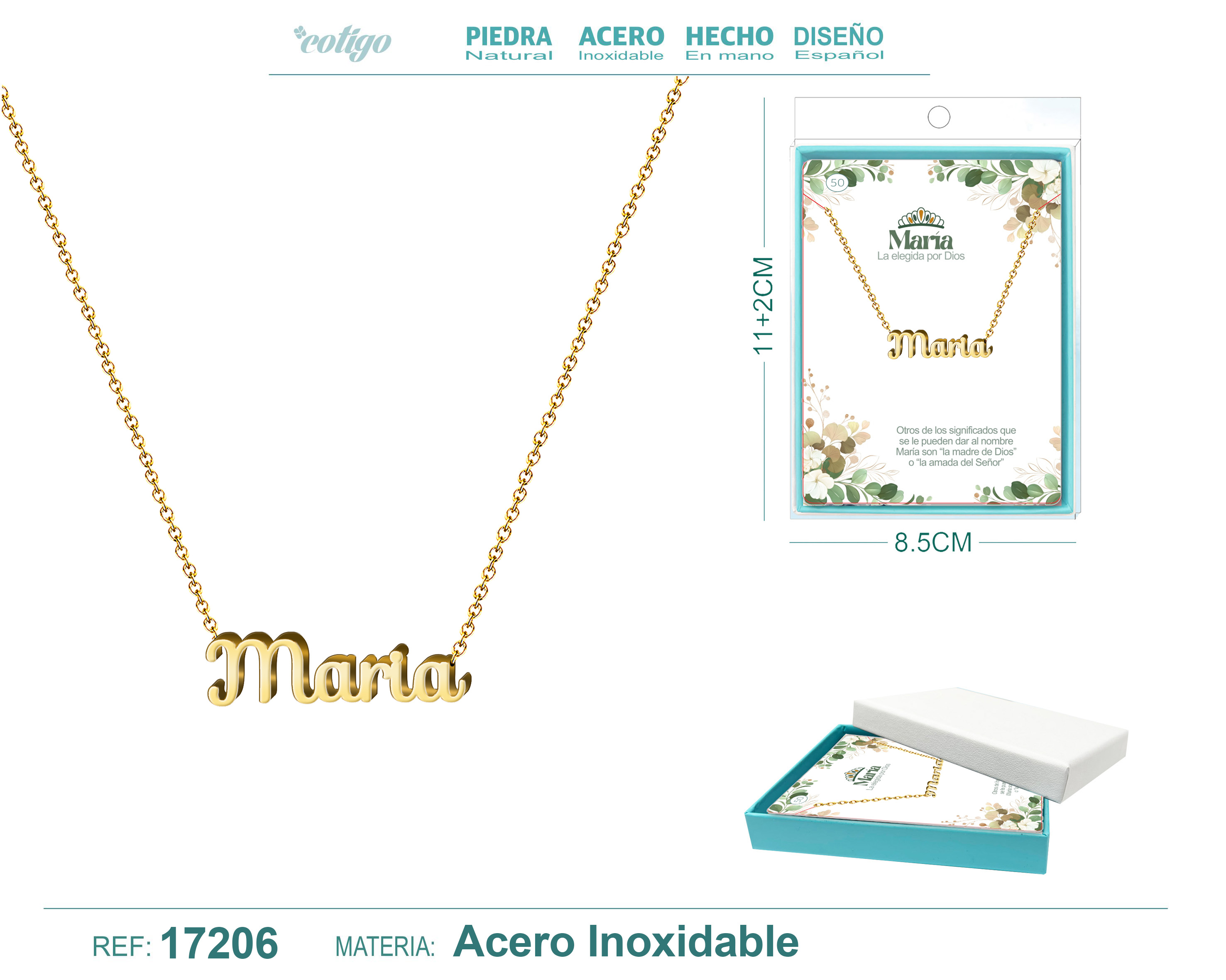 Collar Nombre María Acerocolor Dorado
