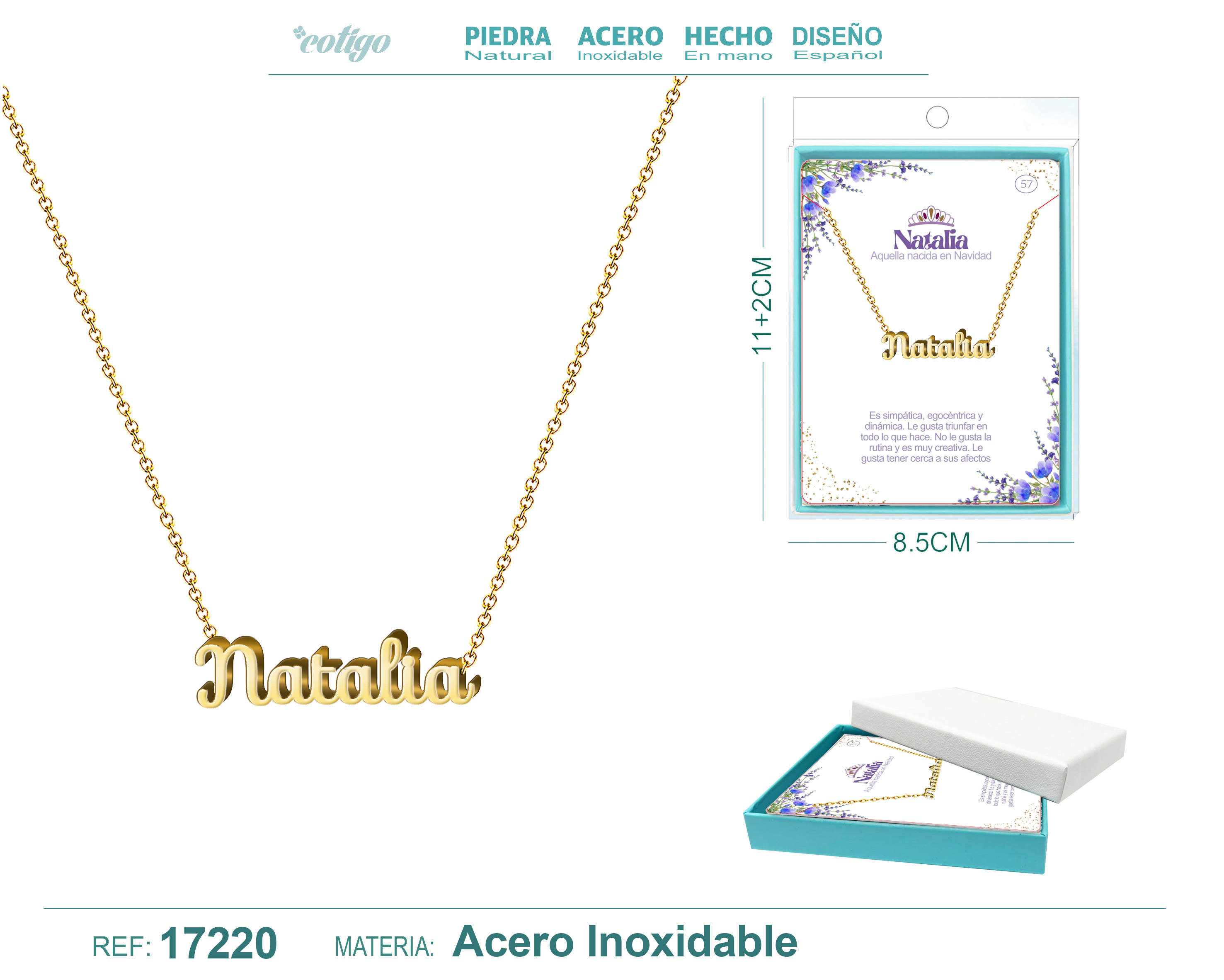 Collar Nombre Natalia Acerocolor Dorado
