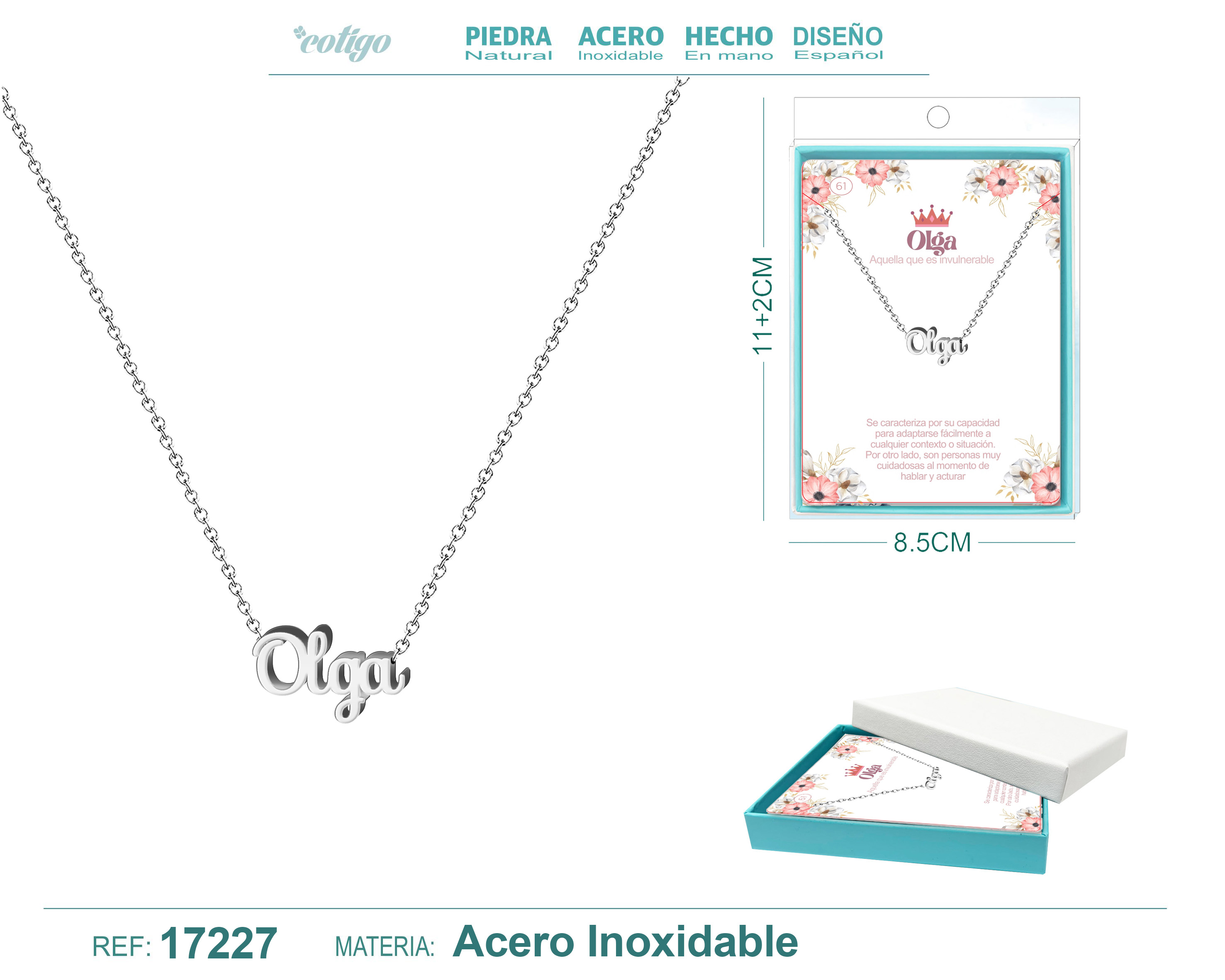 Collar Nombre Olga Acerocolor Plateado