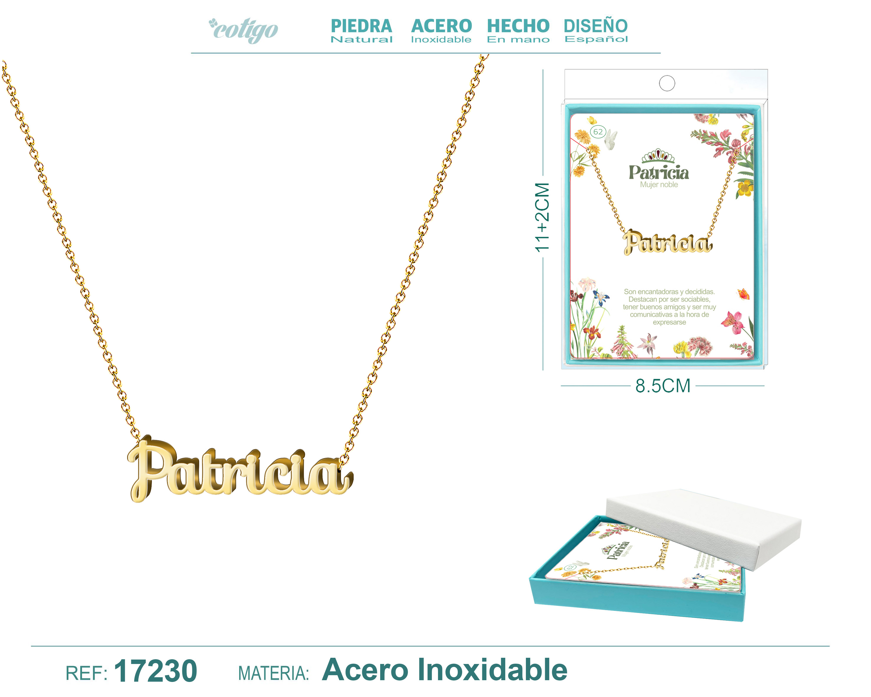 Collar Nombre Patricia Acerocolor Dorado