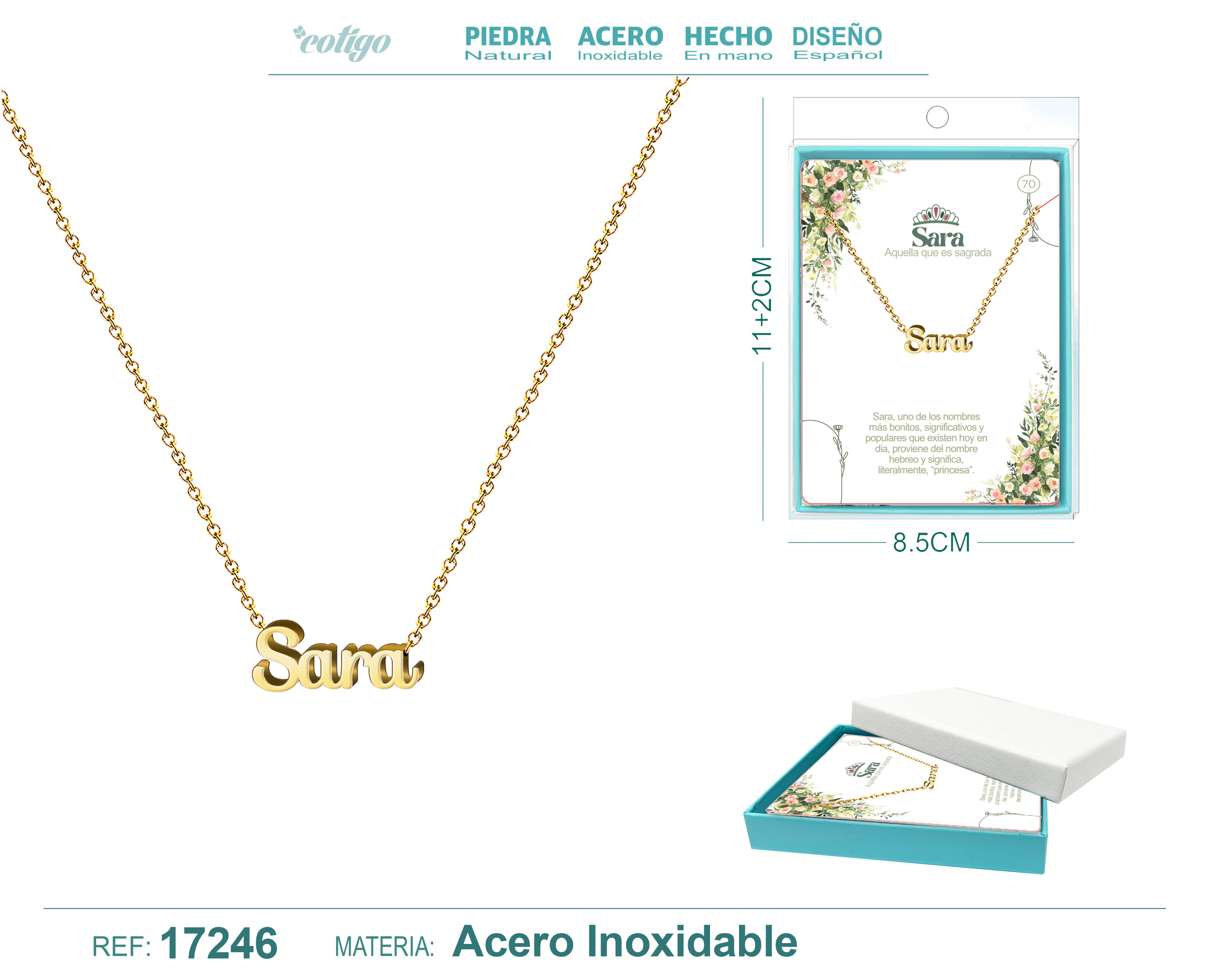 Collar Nombre Sara Acerocolor Dorado