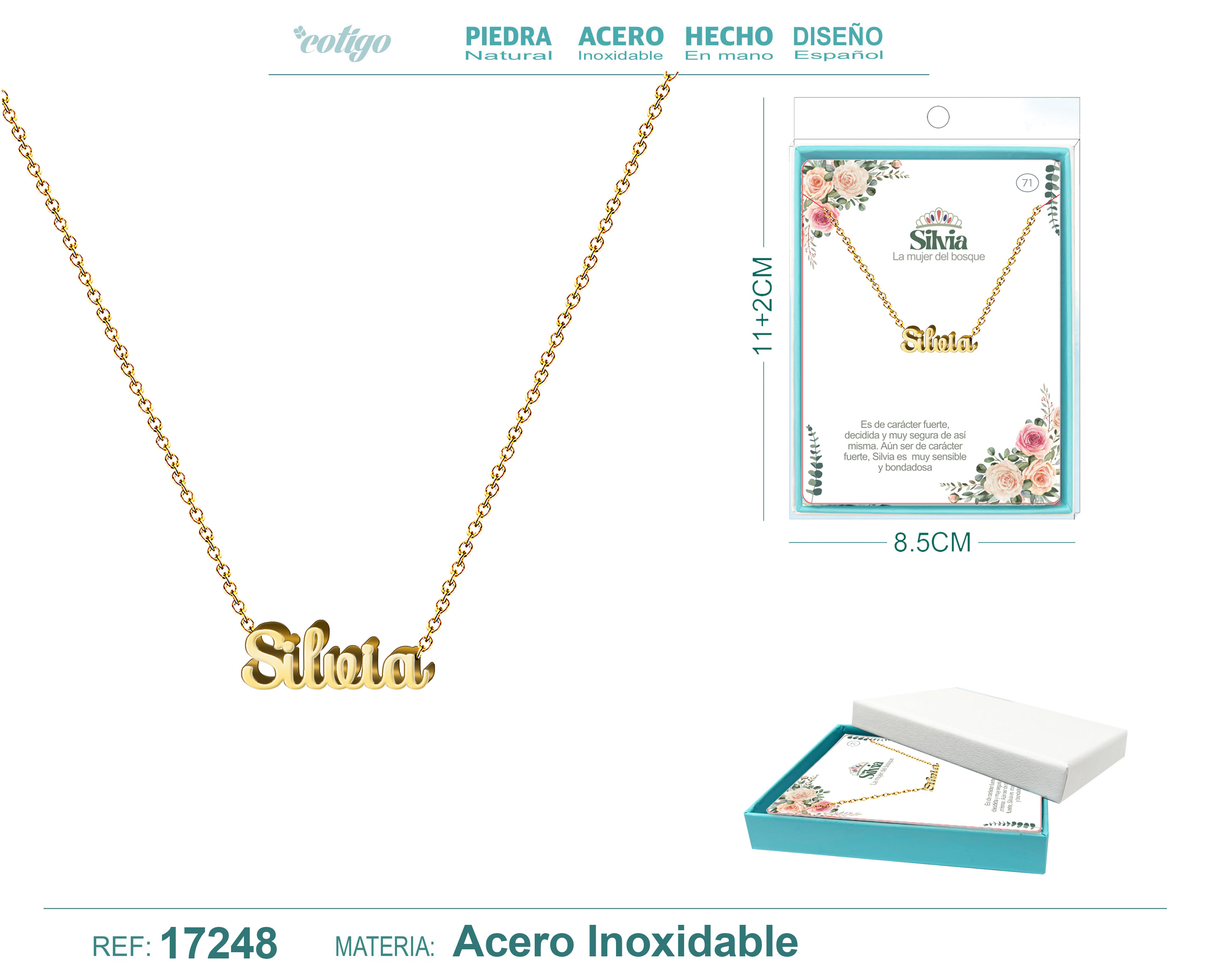 Collar Nombre Silvia Acerocolor Dorado