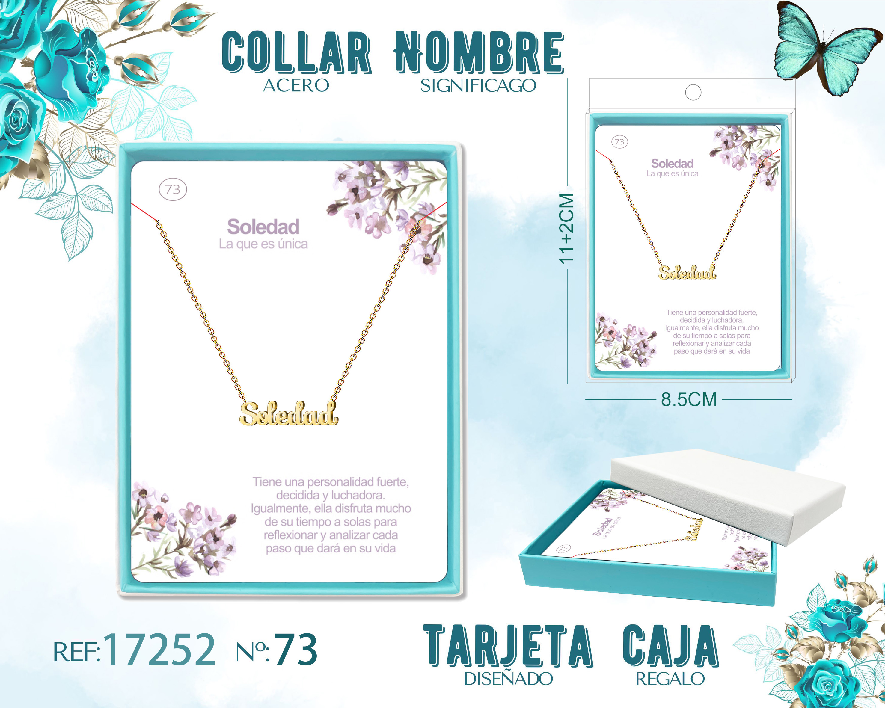73 Collar Nombre- Soledad -Acero Dorado