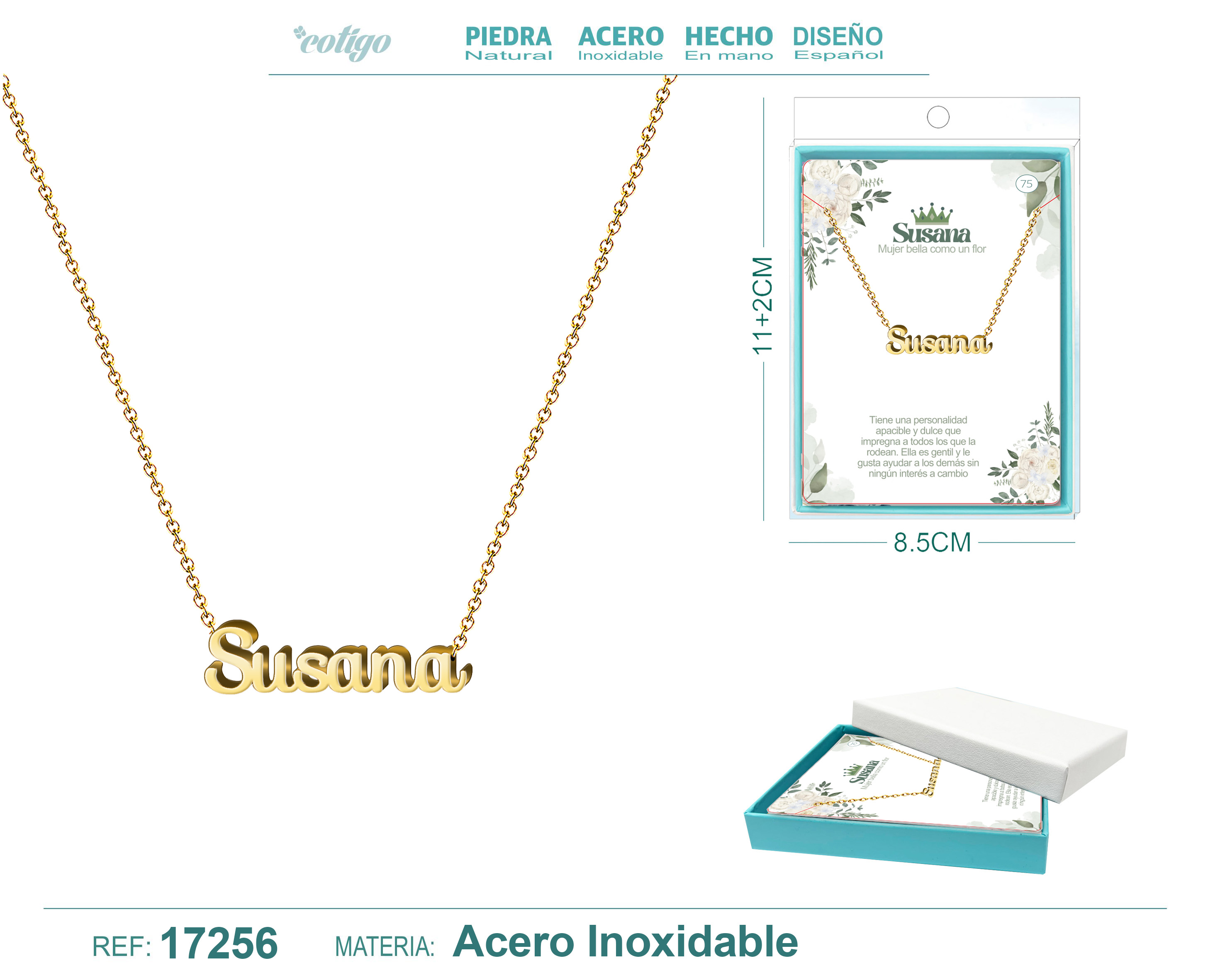 Collar Nombre Susana Acerocolor Dorado
