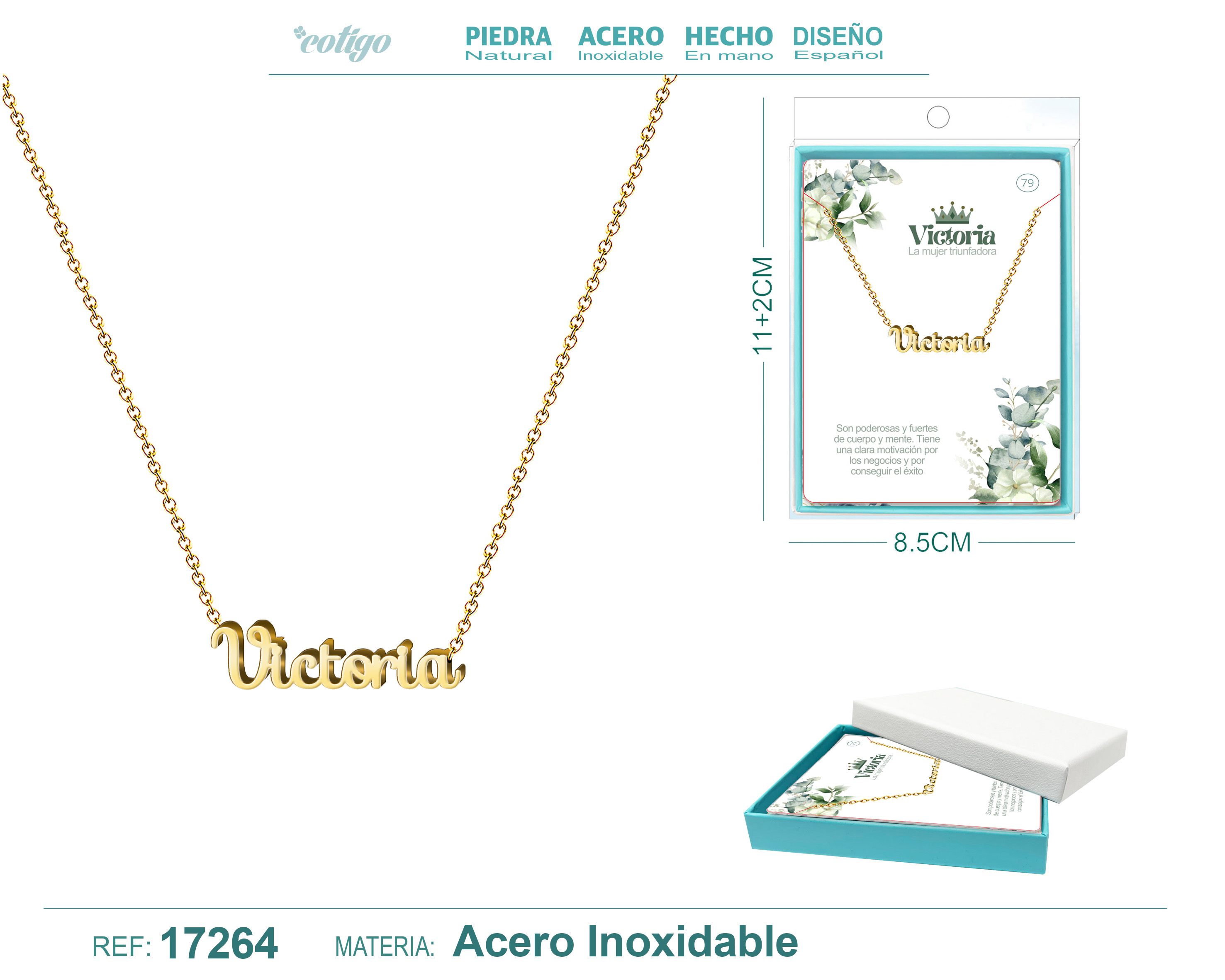 Collar Nombre Victoria Acerocolor Dorado