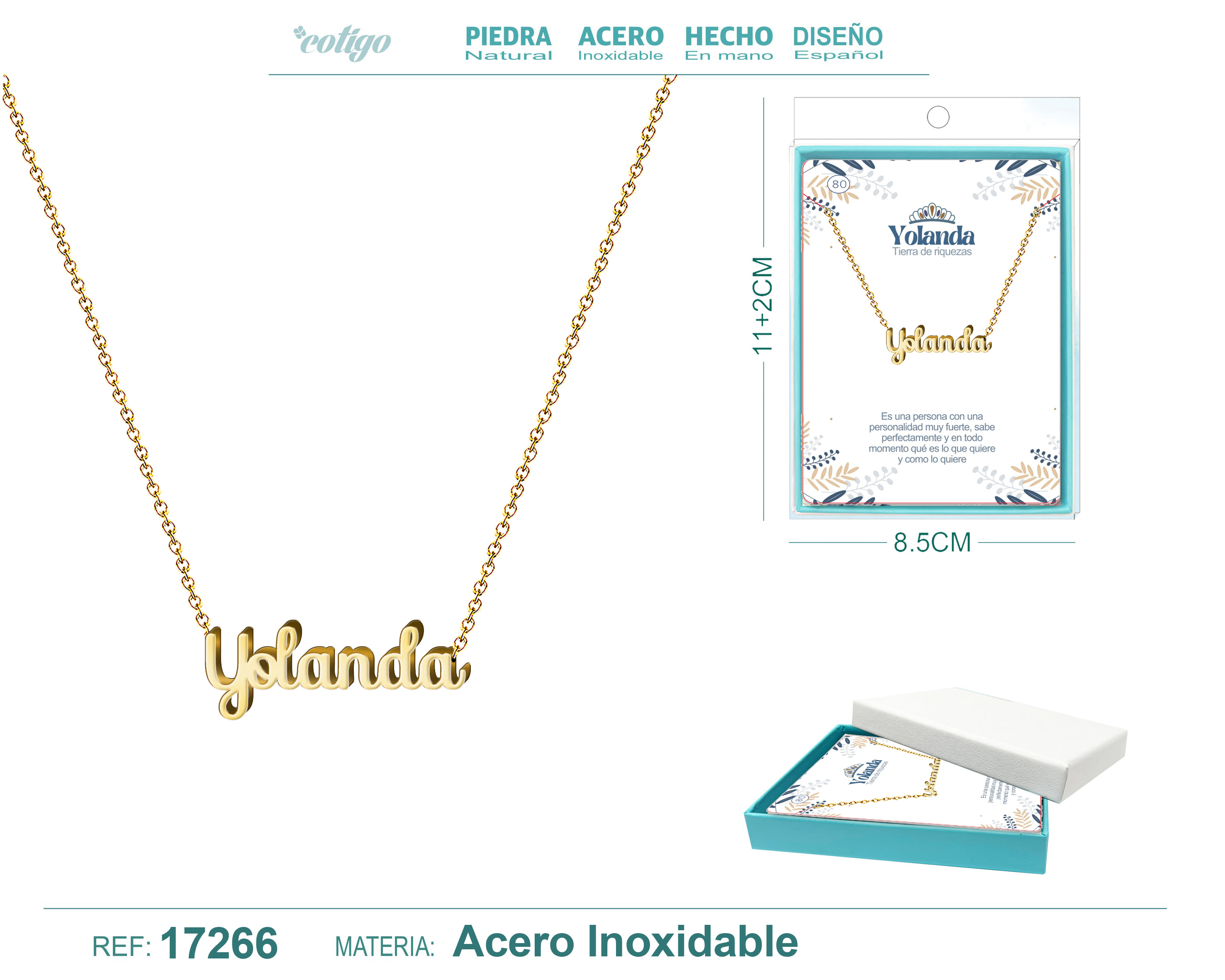 Collar Nombre Yolanda Acerocolor Dorado