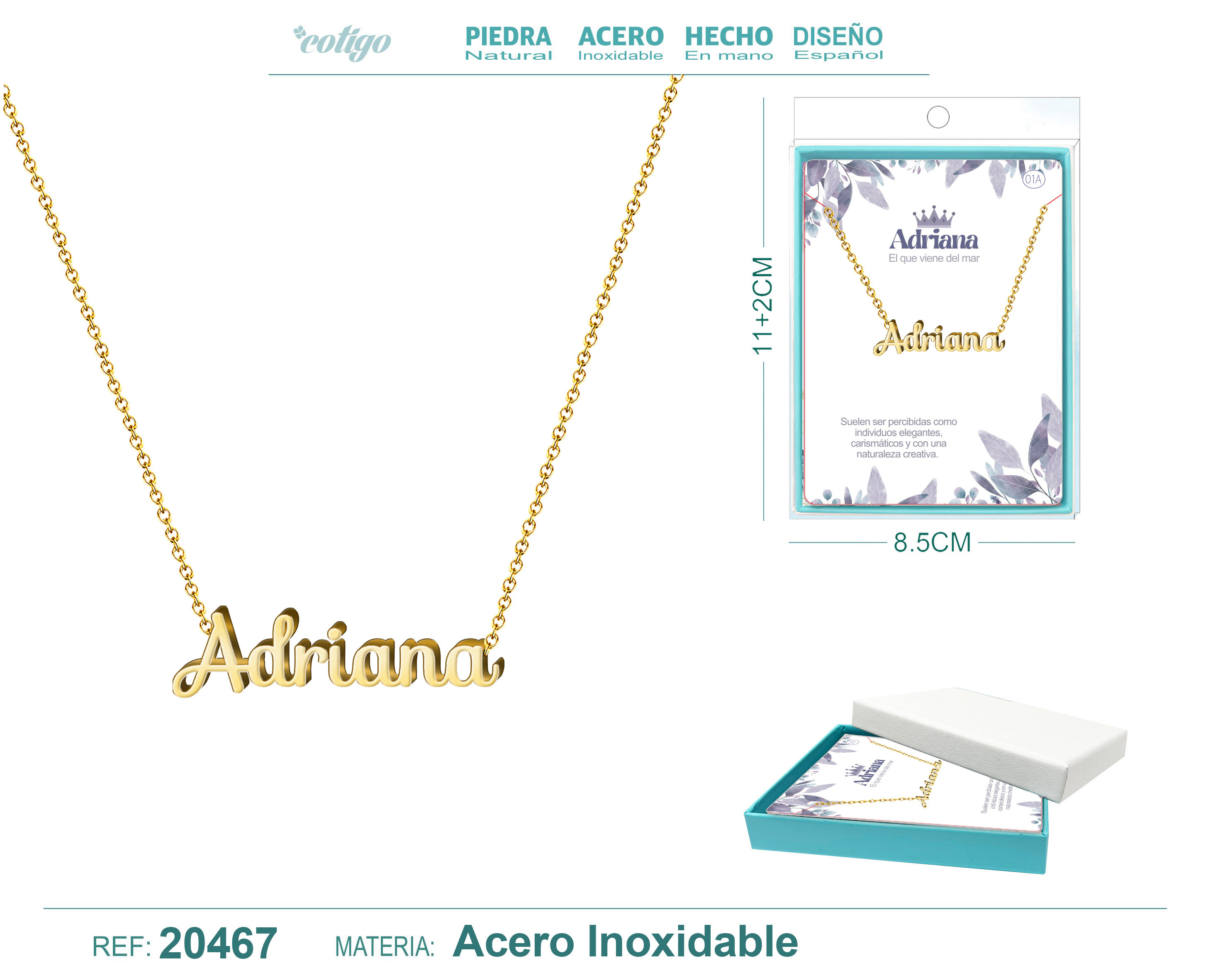 Collar Nombre Adriana Acerocolor Dorado
