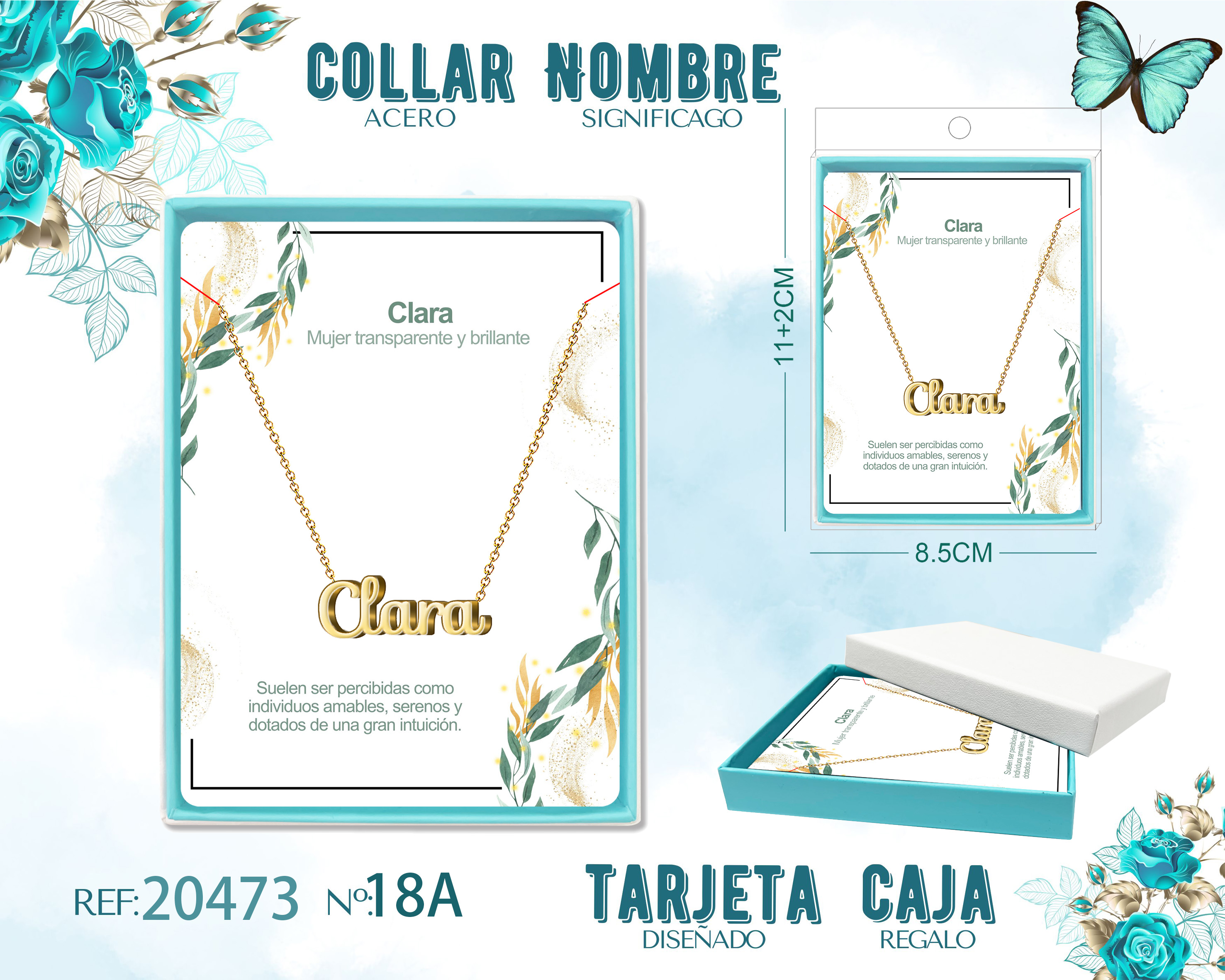 Collar Nombre Clara Acerocolor Dorado