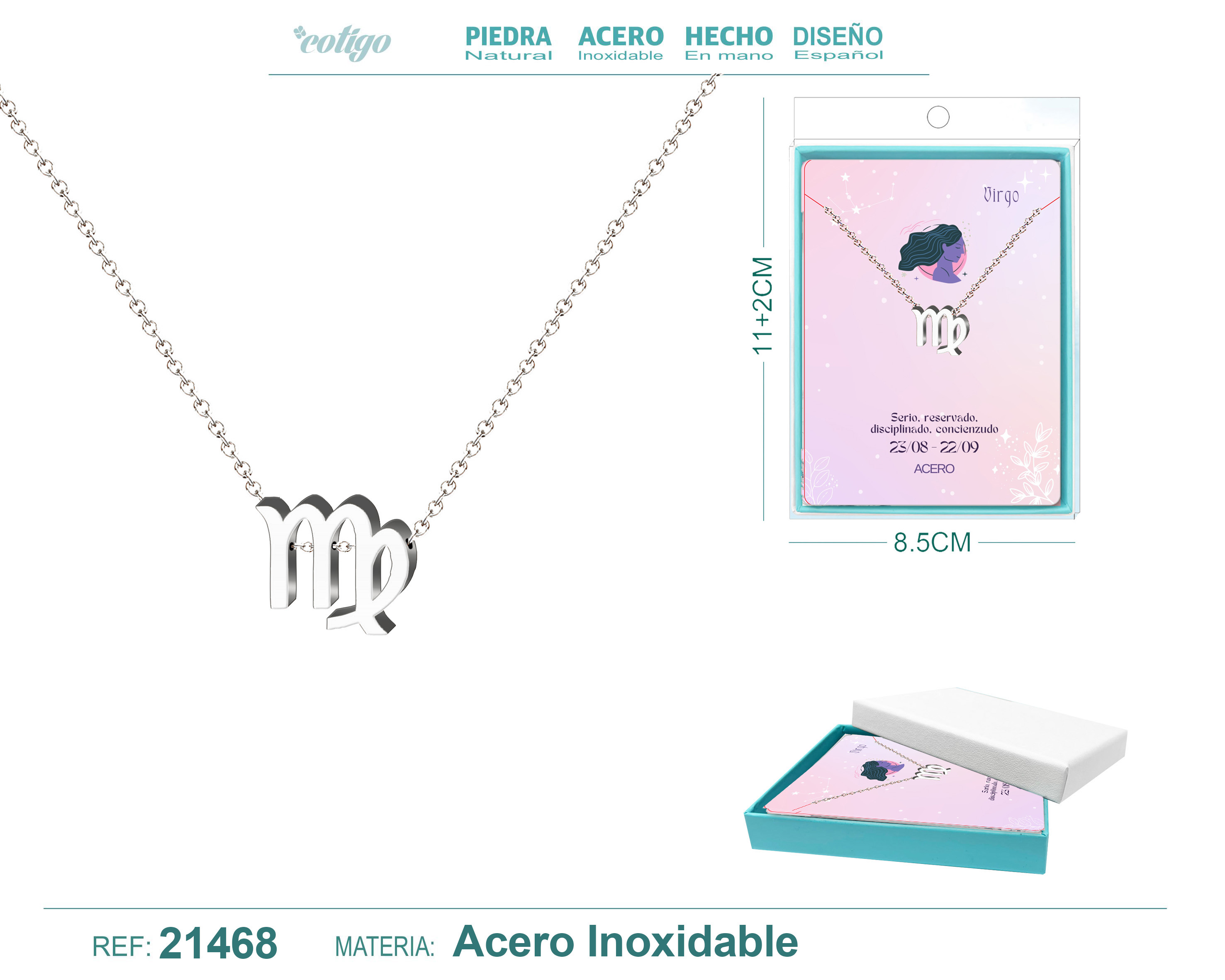 Collar Zodíaco Virgo Acerocolor Plateado