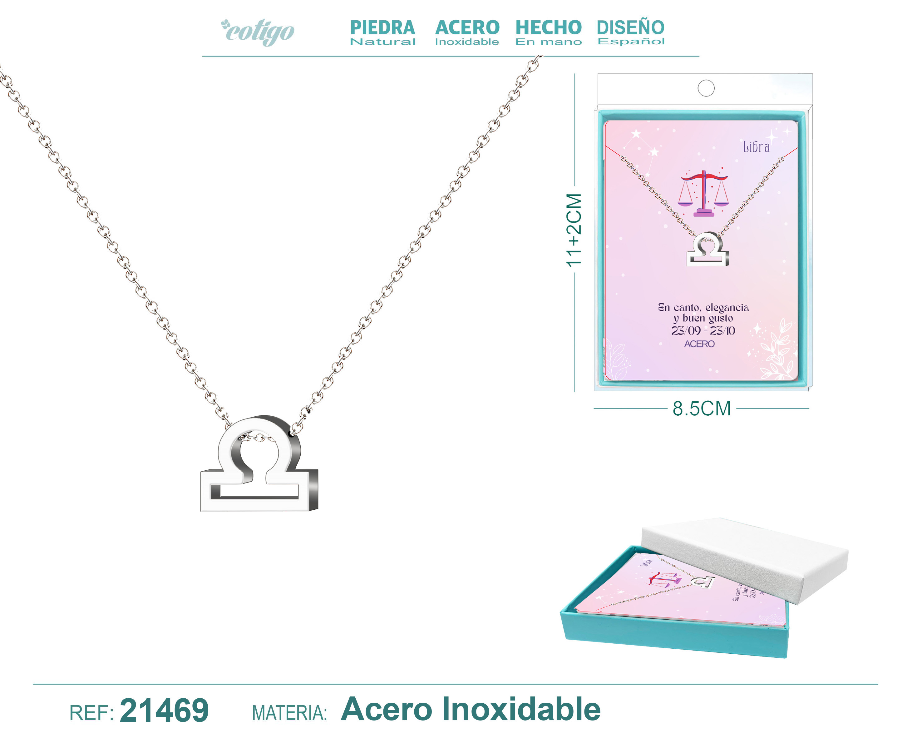 Collar Zodíaco Libra Acerocolor Plateado