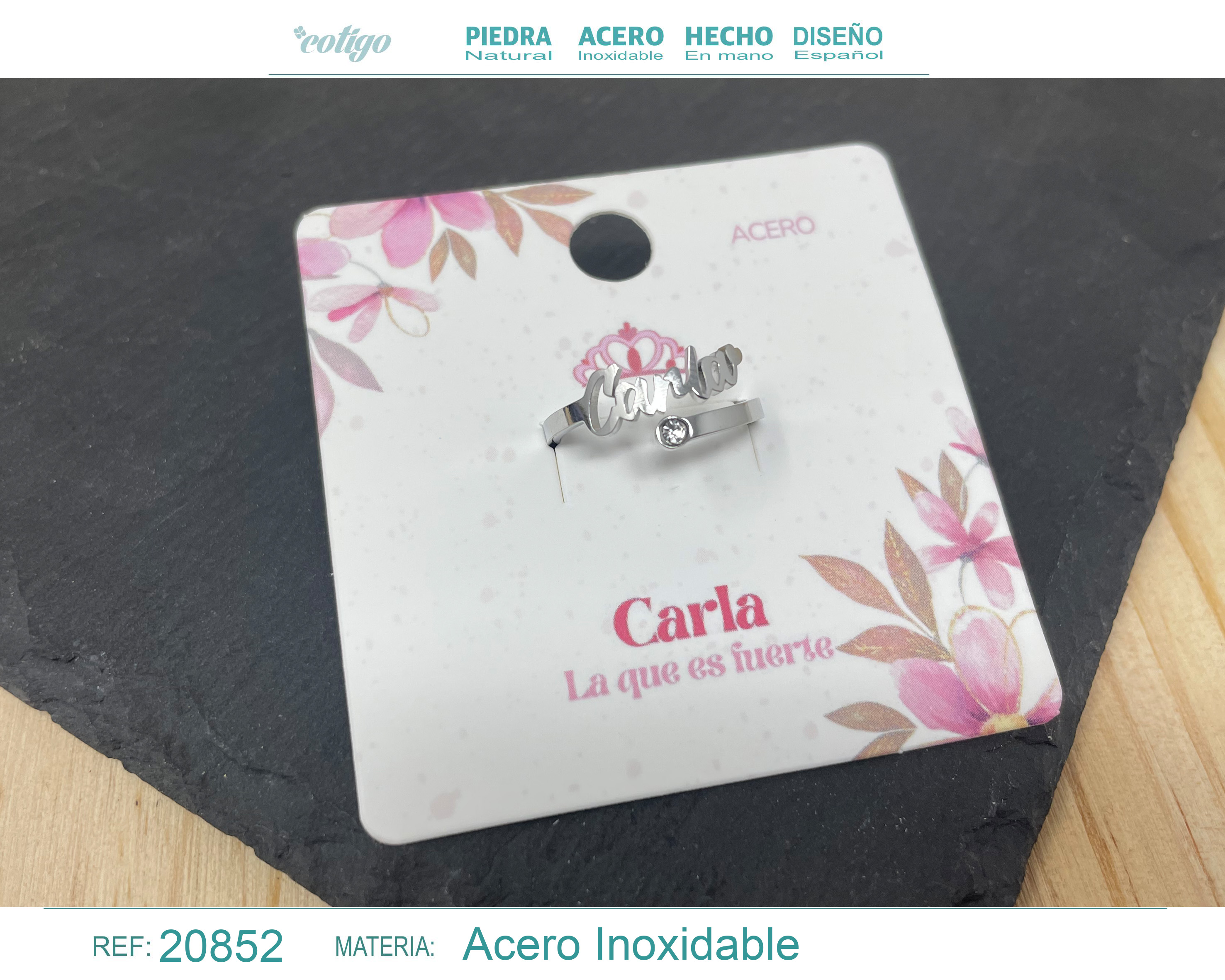 Anillo Nombre Carla Acero Color Plateado