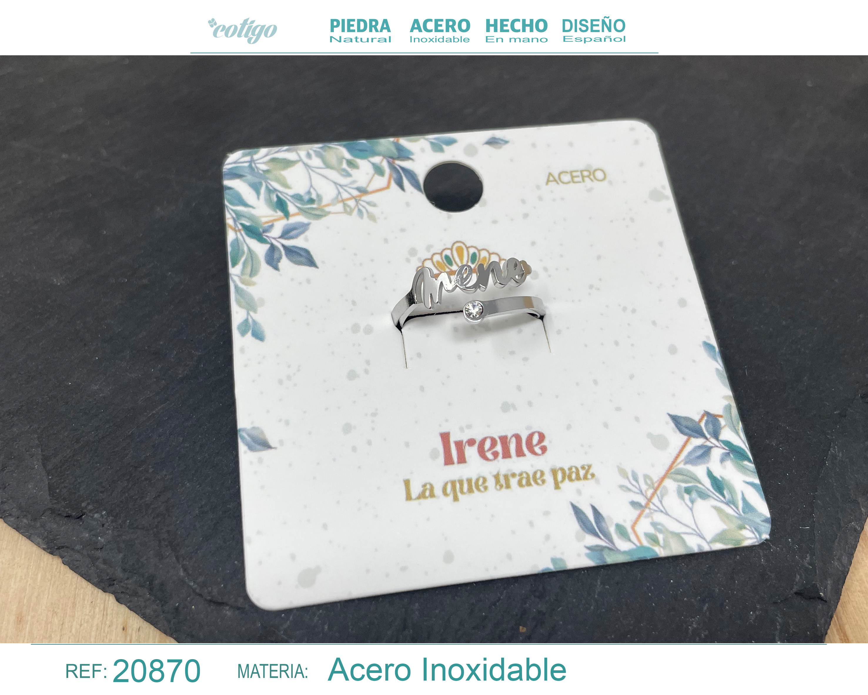 Anillo Nombre Irene Acero Color Plateado