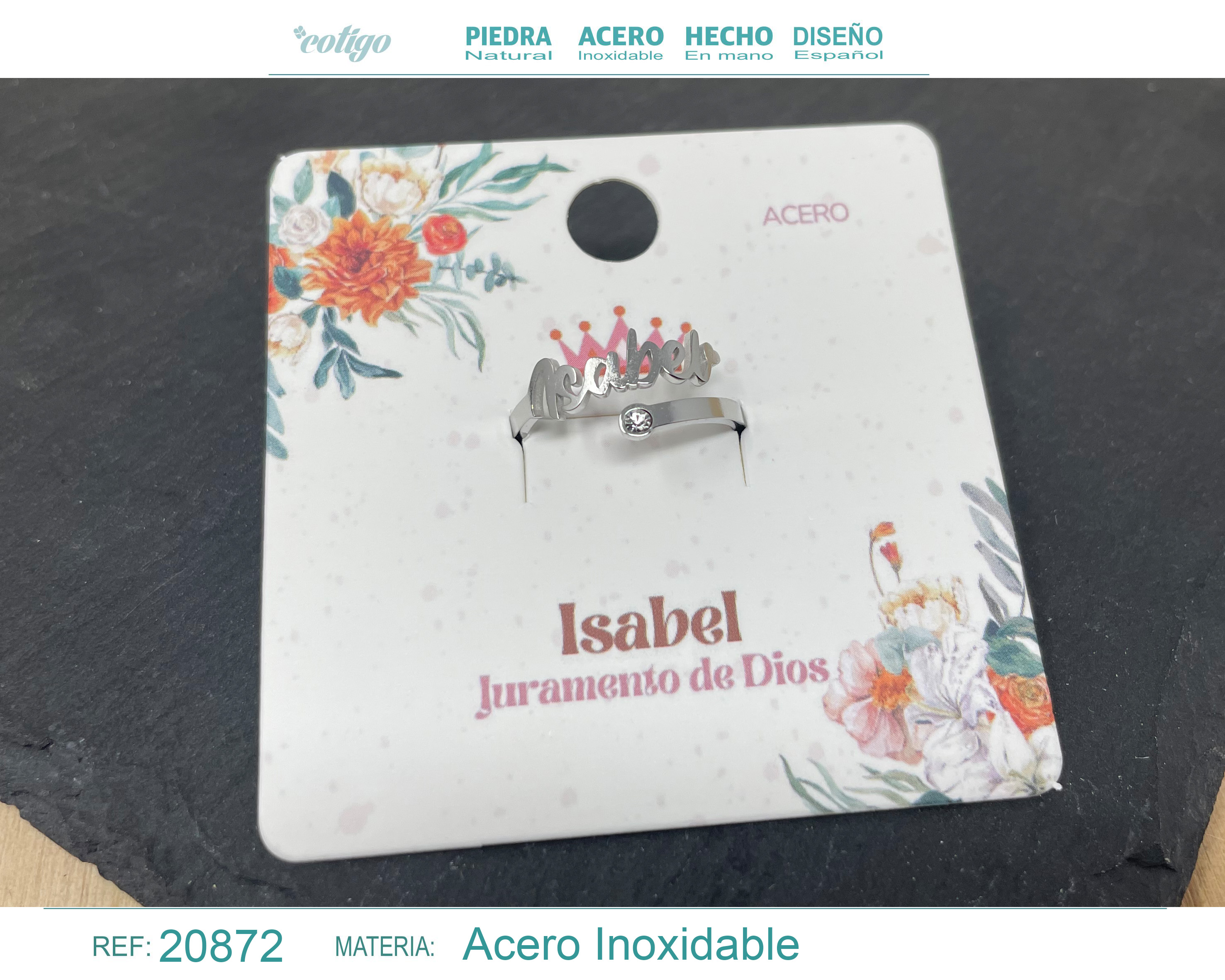 Anillo Nombre Isabel Acero Color Plateado