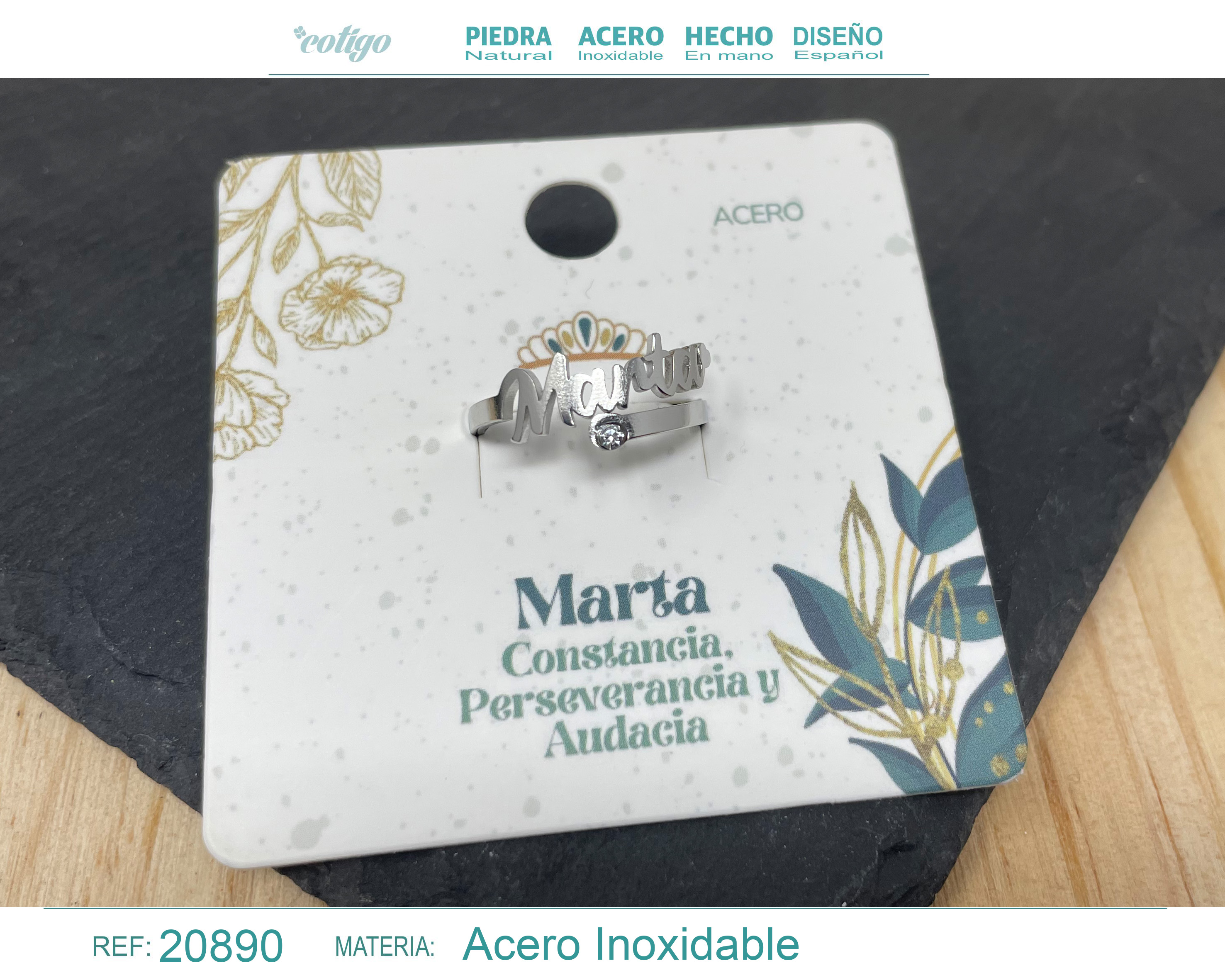 Anillo Nombre Marta Acero Color Plateado