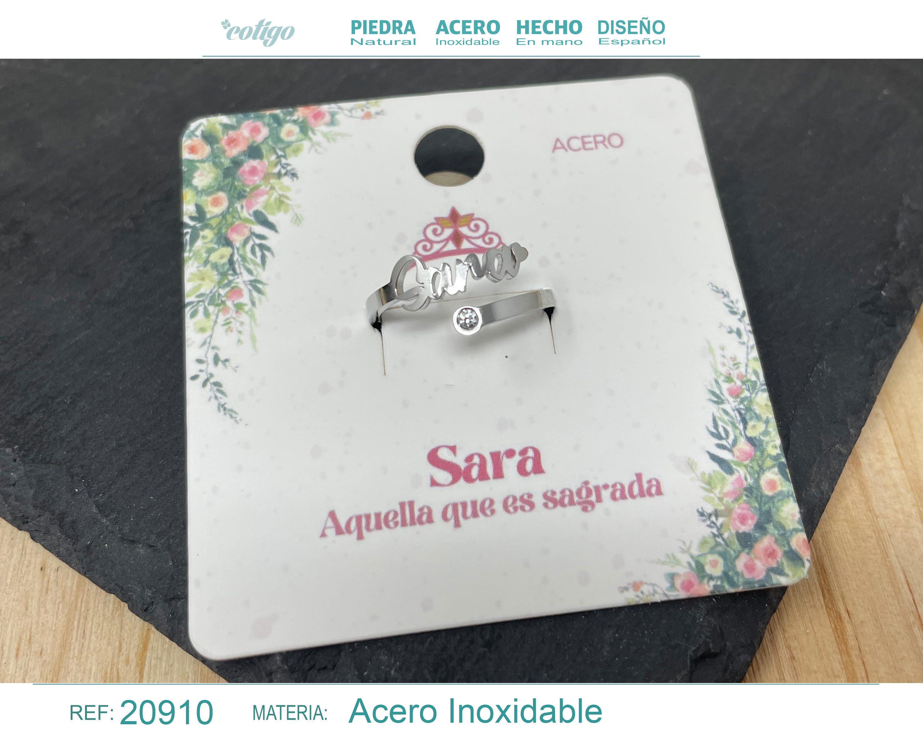 Anillo Nombre Sara Acero Color Plateado