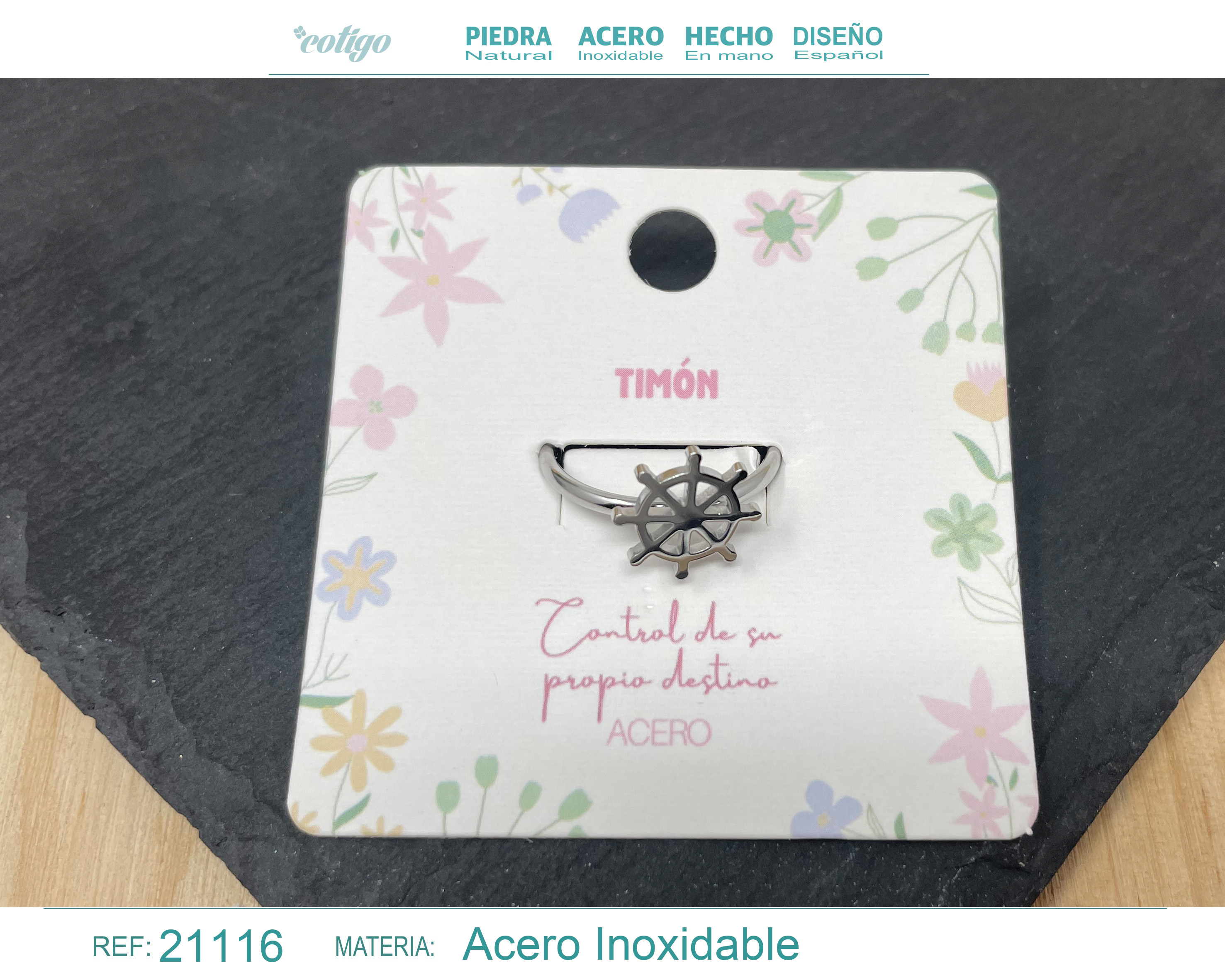 Anillo TIMON Acero color Plateado