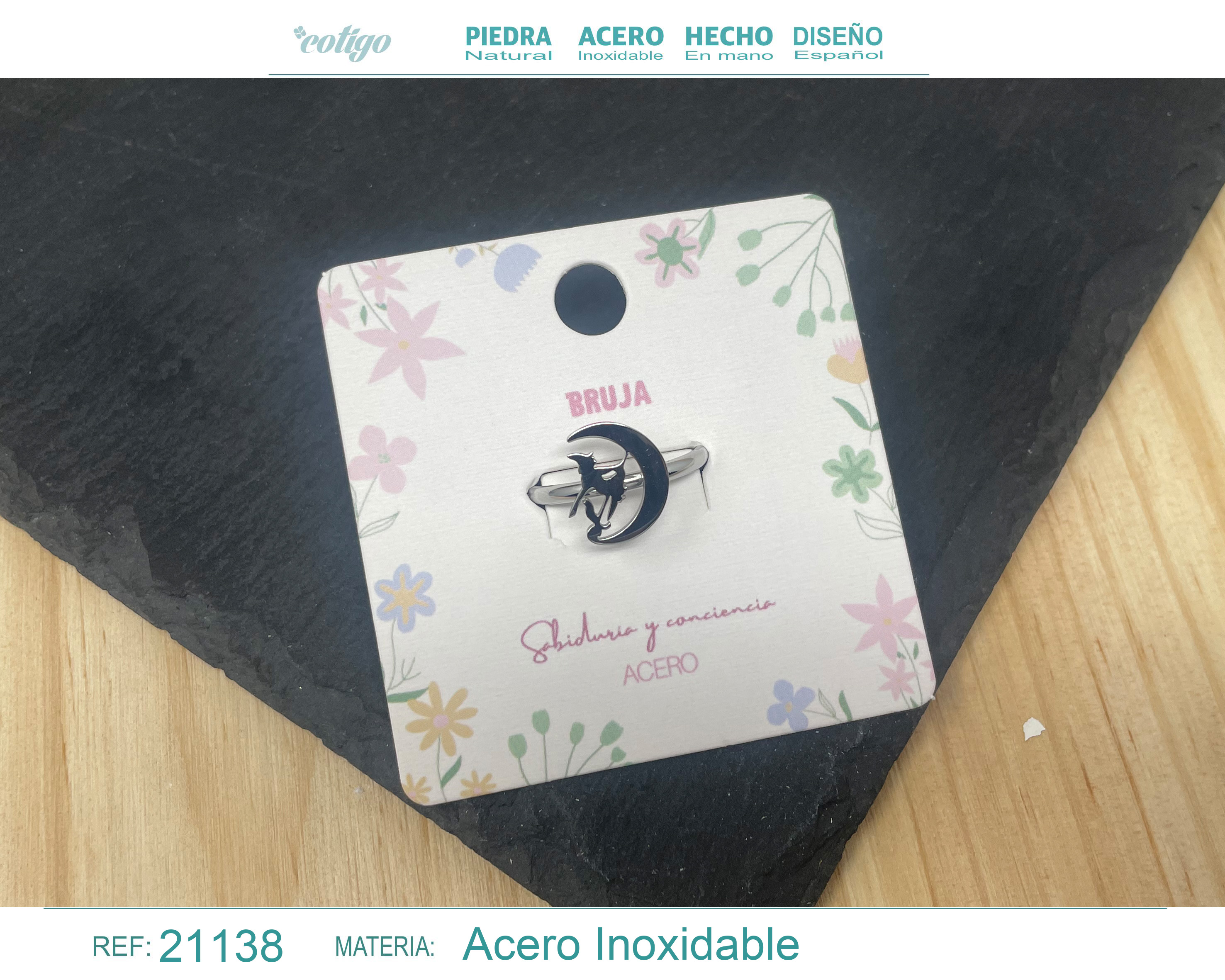 Anillo BRUJA Acero color Plateado