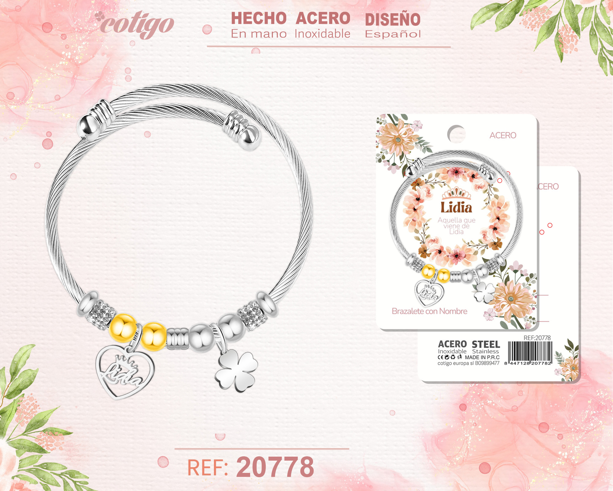 Brazalerte Acero con Nombre:Lidia