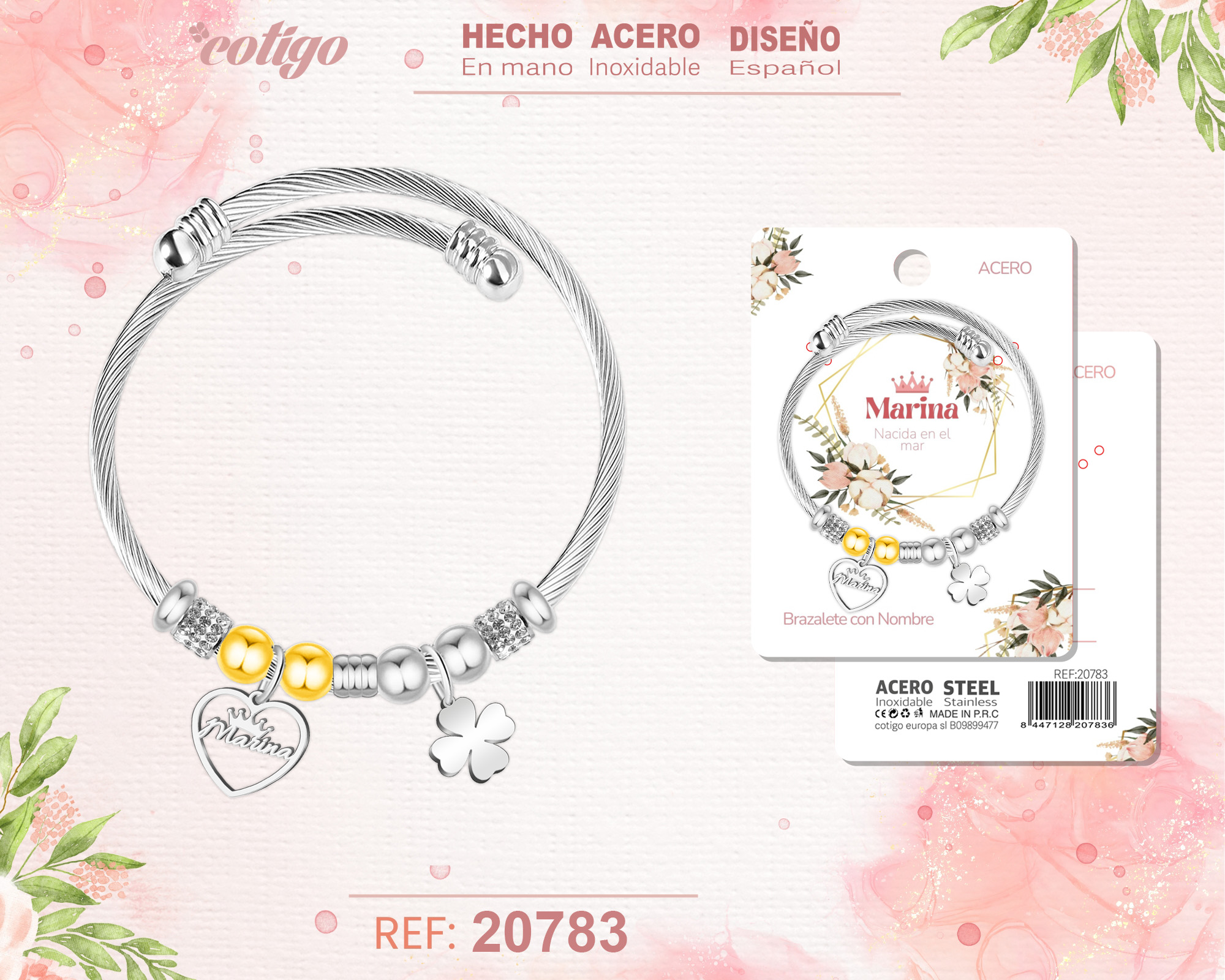 Brazalerte Acero con Nombre:Marina