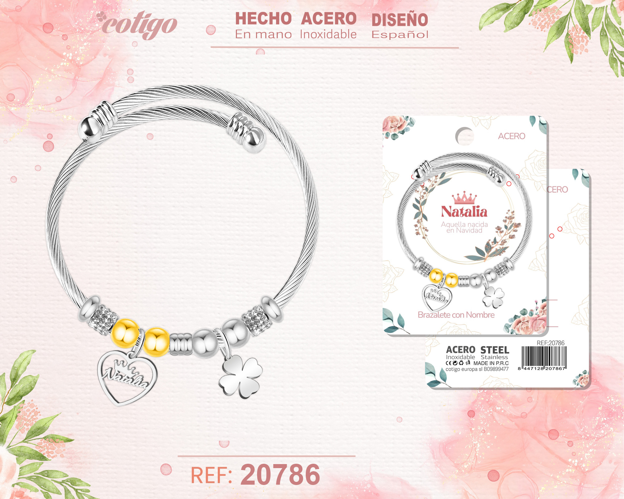 Brazalerte Acero con Nombre:Natalia