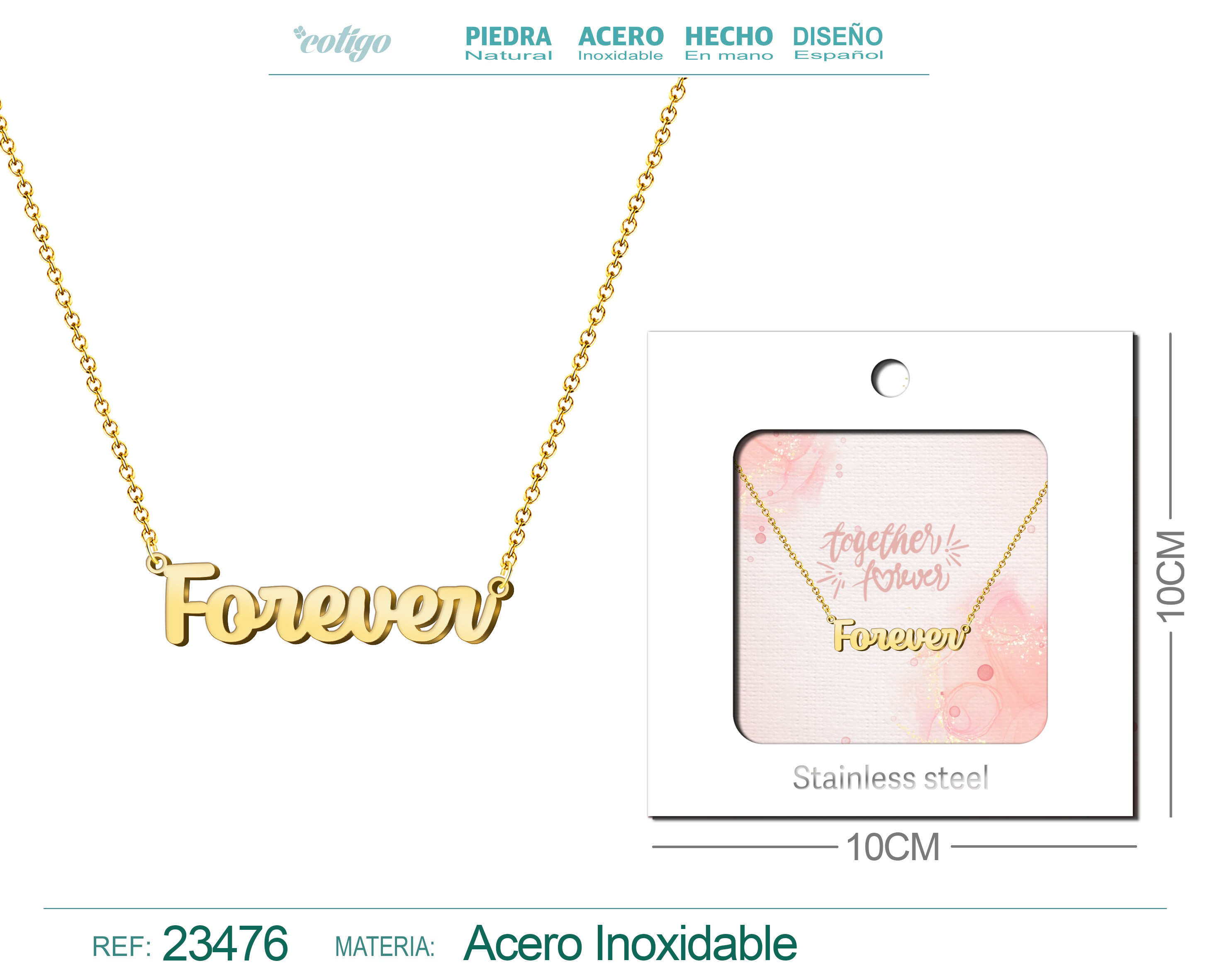 Collar Ingles para Forever Acero con Sobre