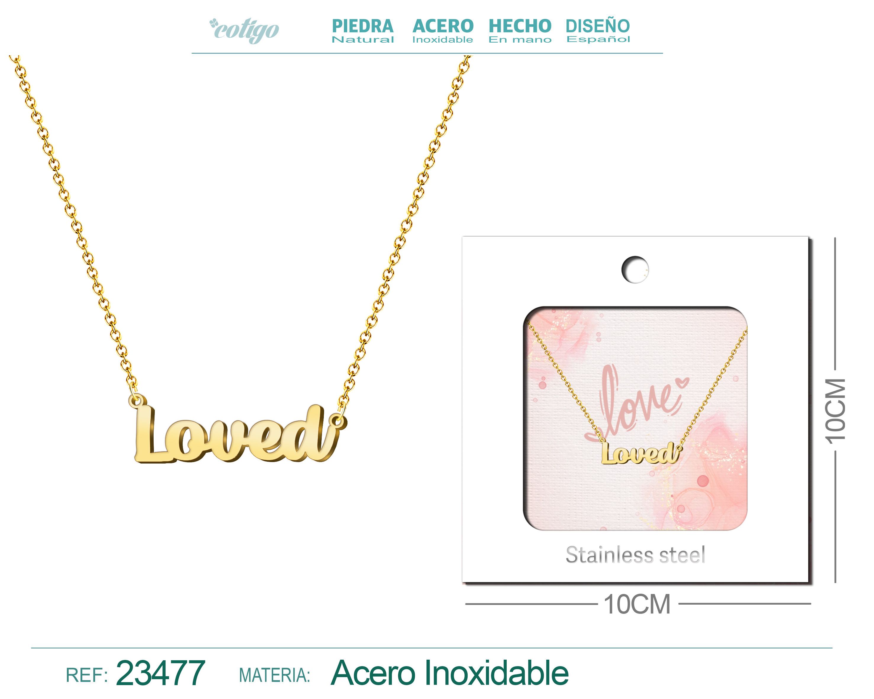 Collar Ingles para Loved Acero con Sobre