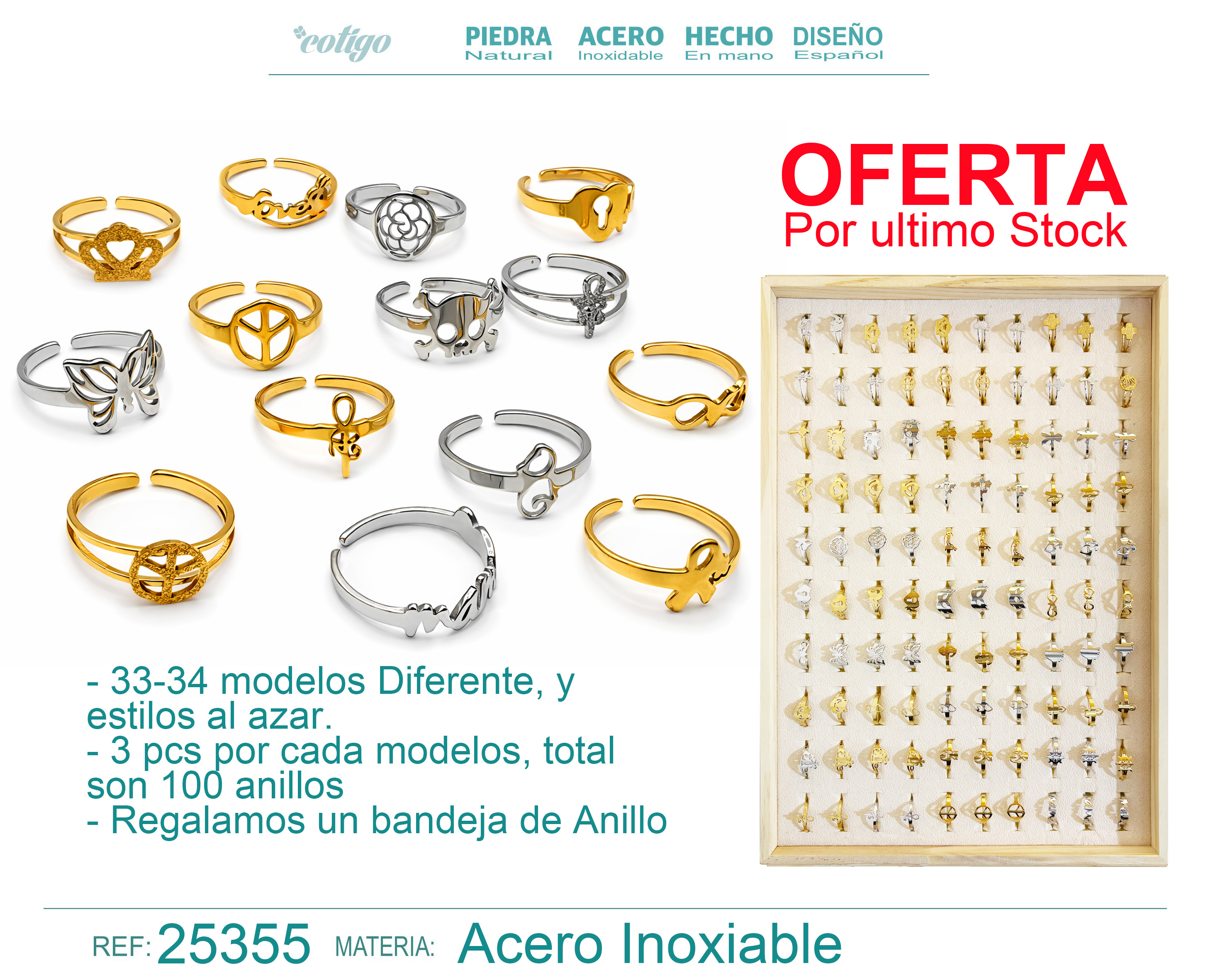 100 Anillo de Acero con Bandeja