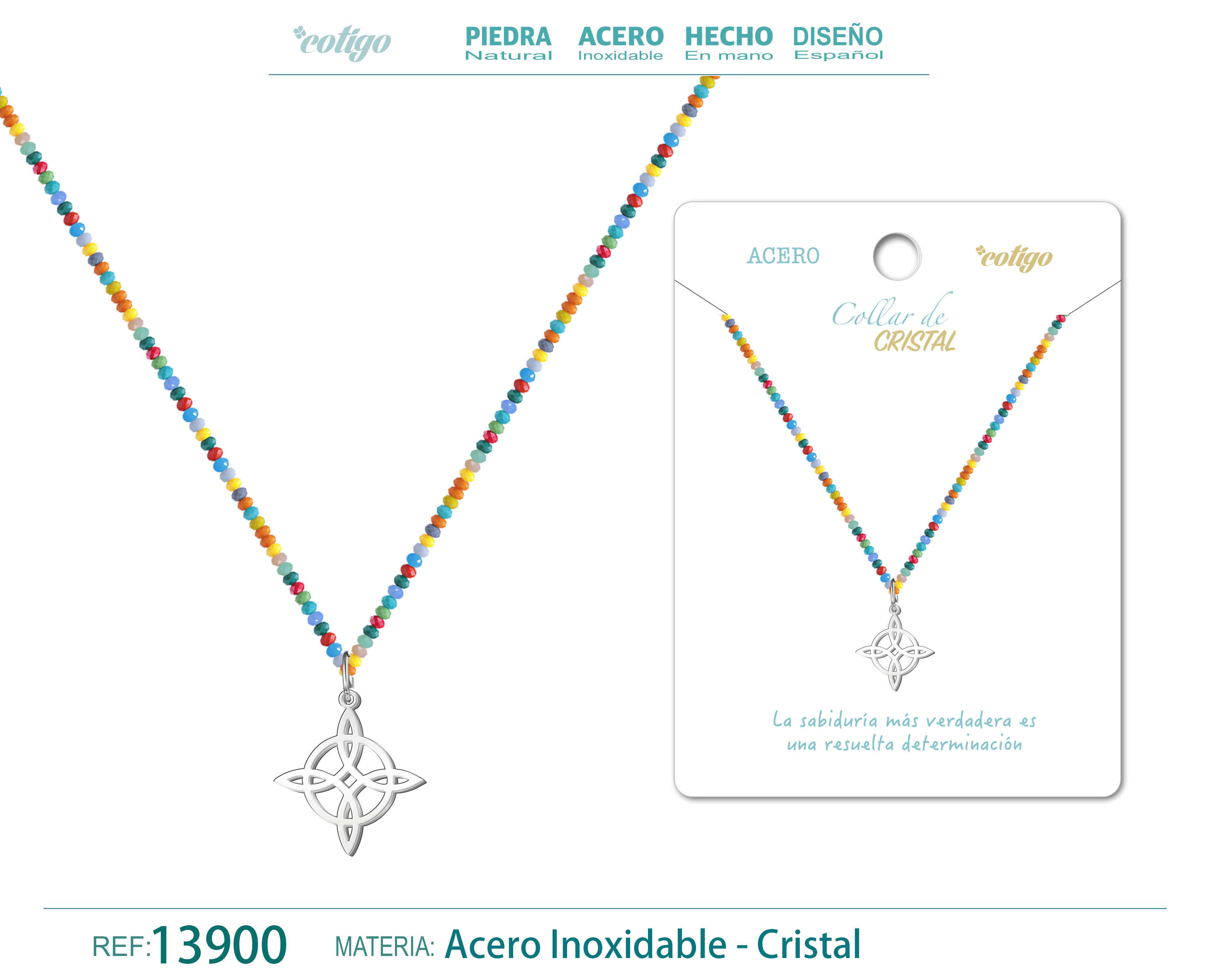 Collar de Cristal con Nudo Bruja Acero