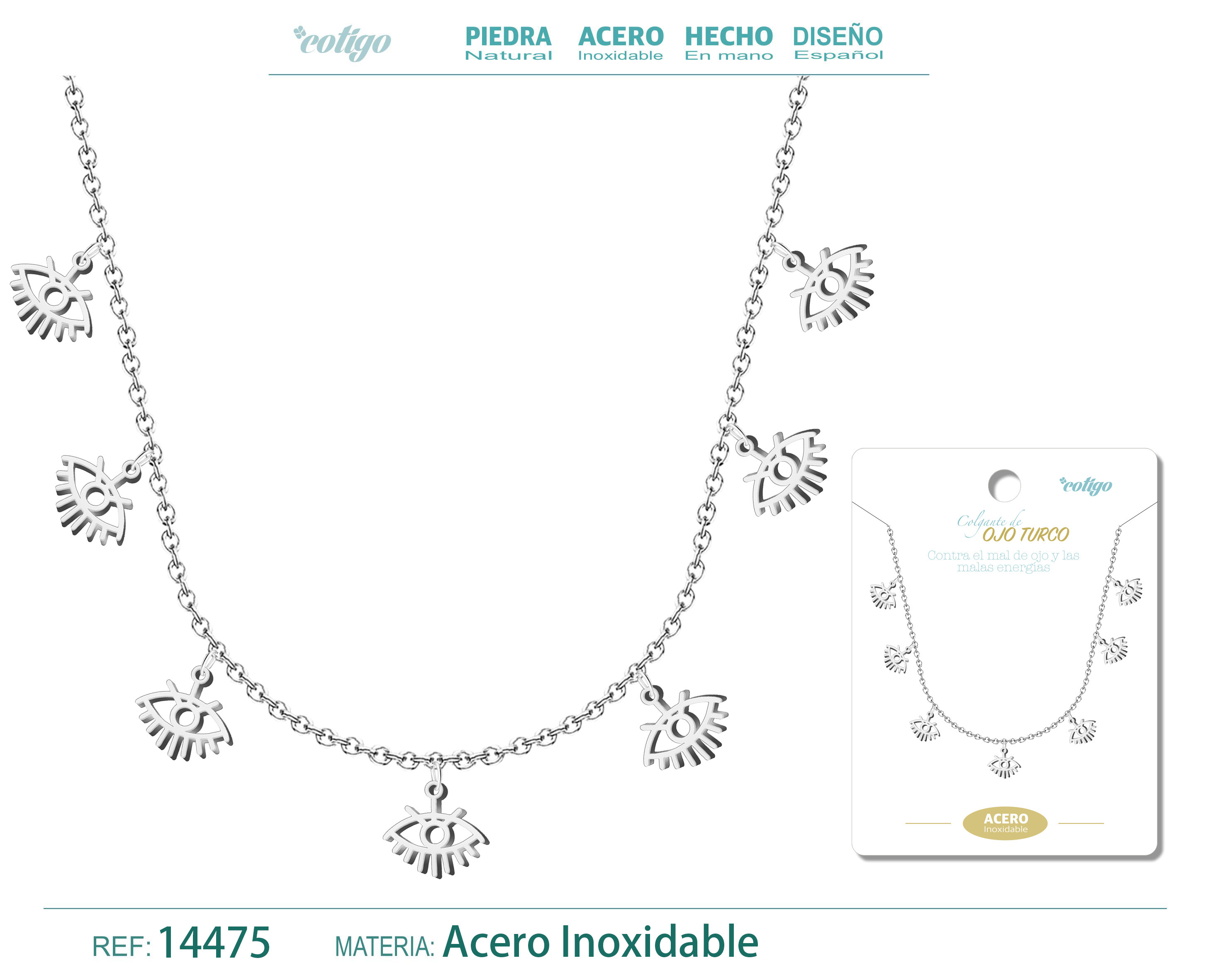 Collar con 7 colgante de Ojo turco color Plateado