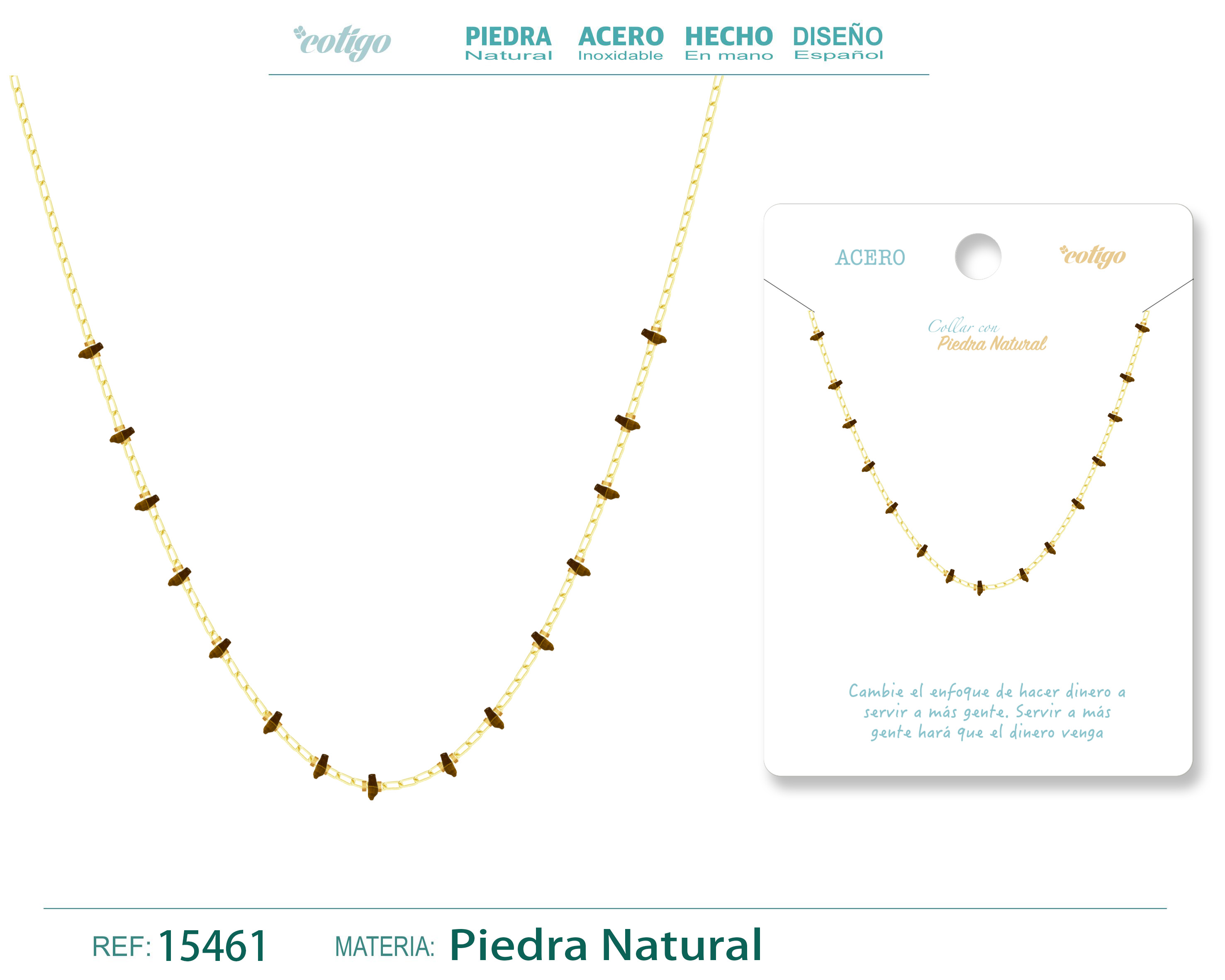 Collar Acero con Piedra natural