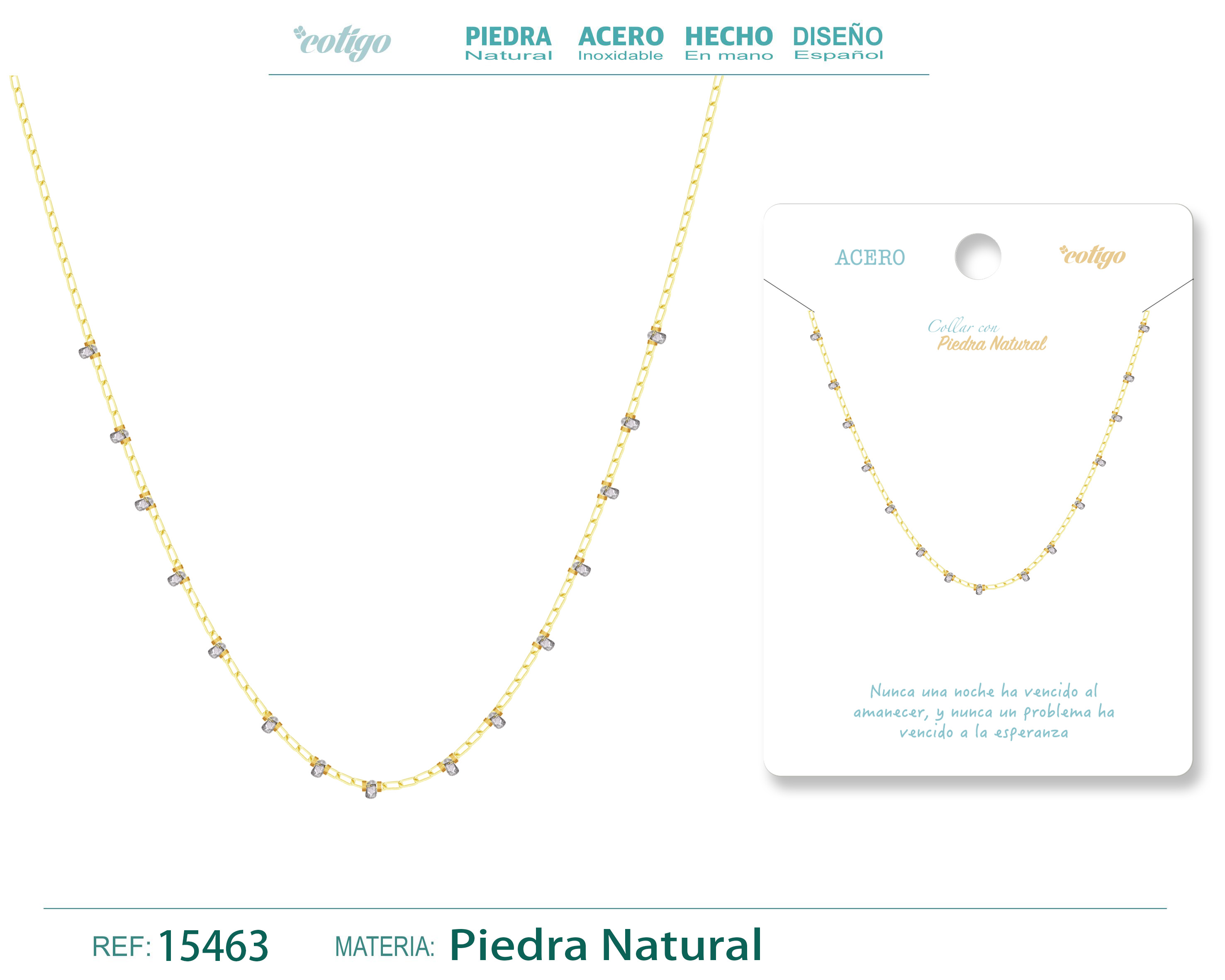 Collar Acero con Piedra natural