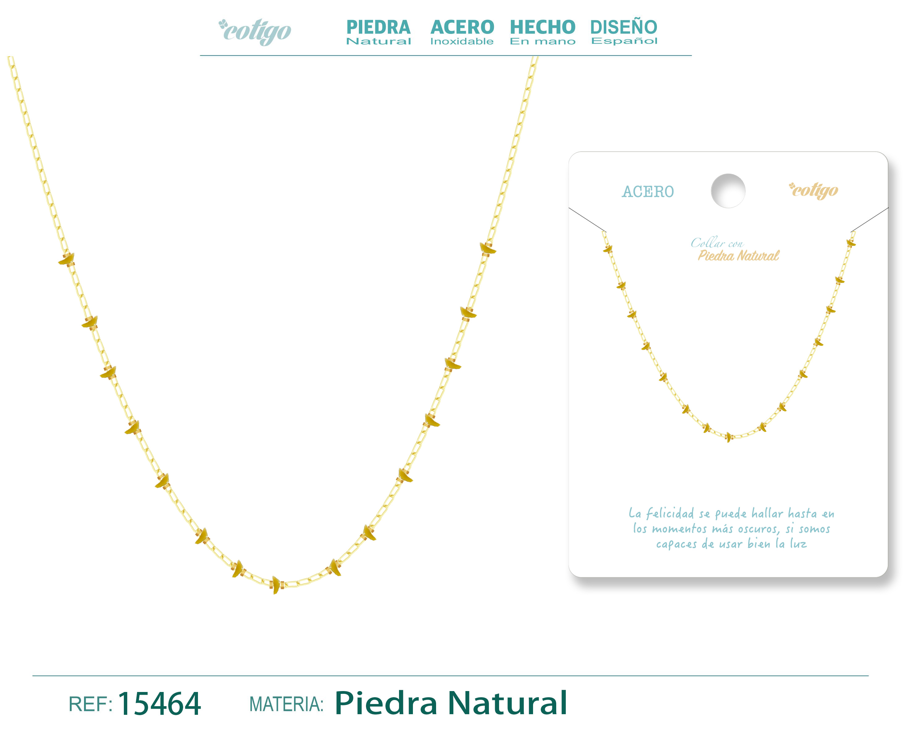 Collar Acero con Piedra natural