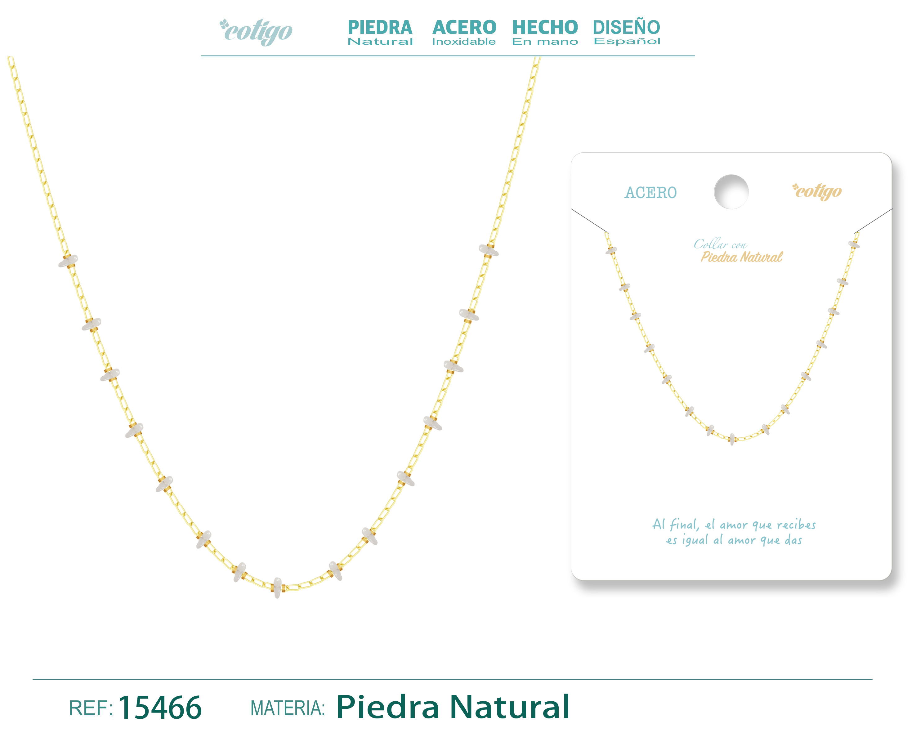 Collar Acero con Piedra natural