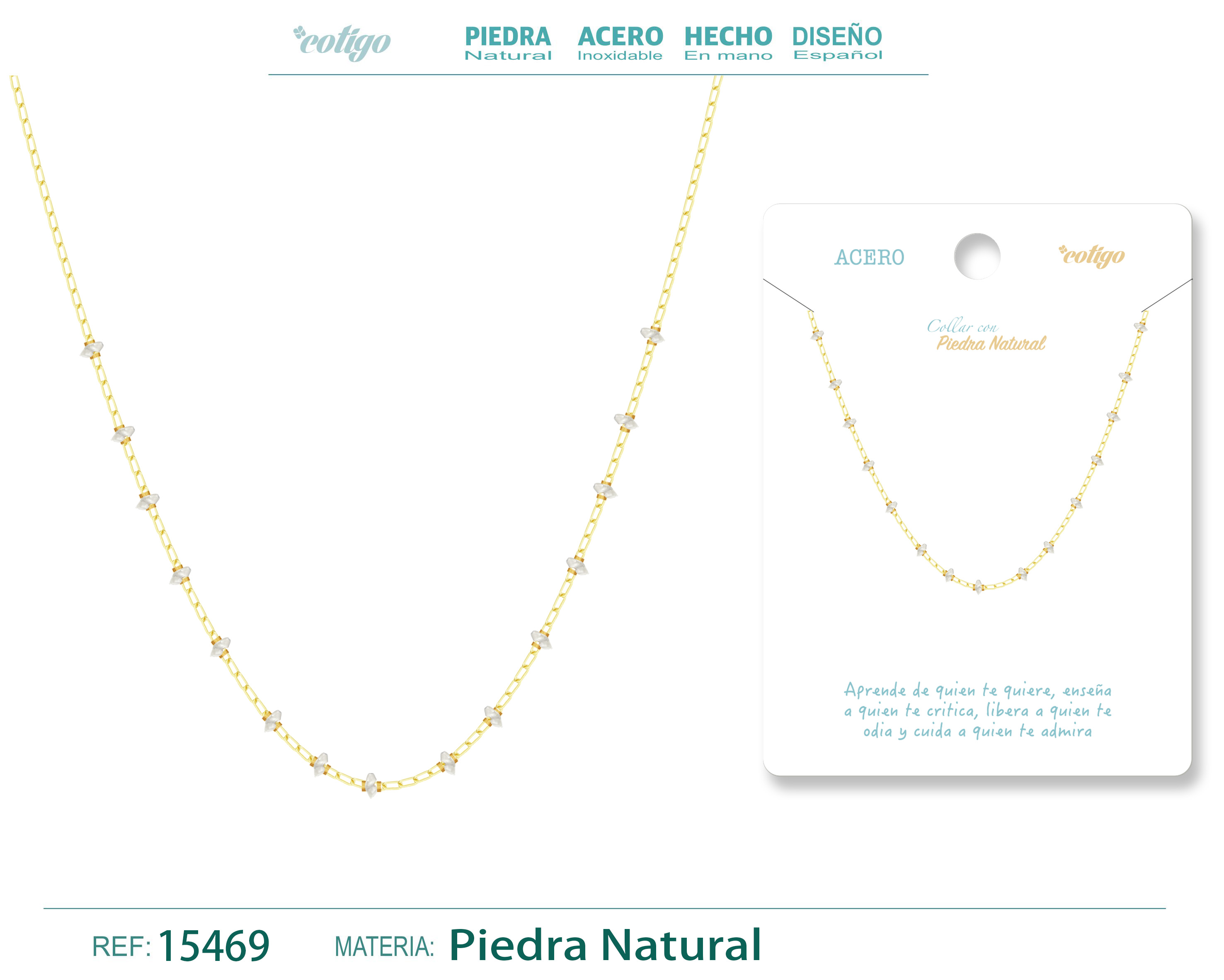 Collar Acero con Piedra natural