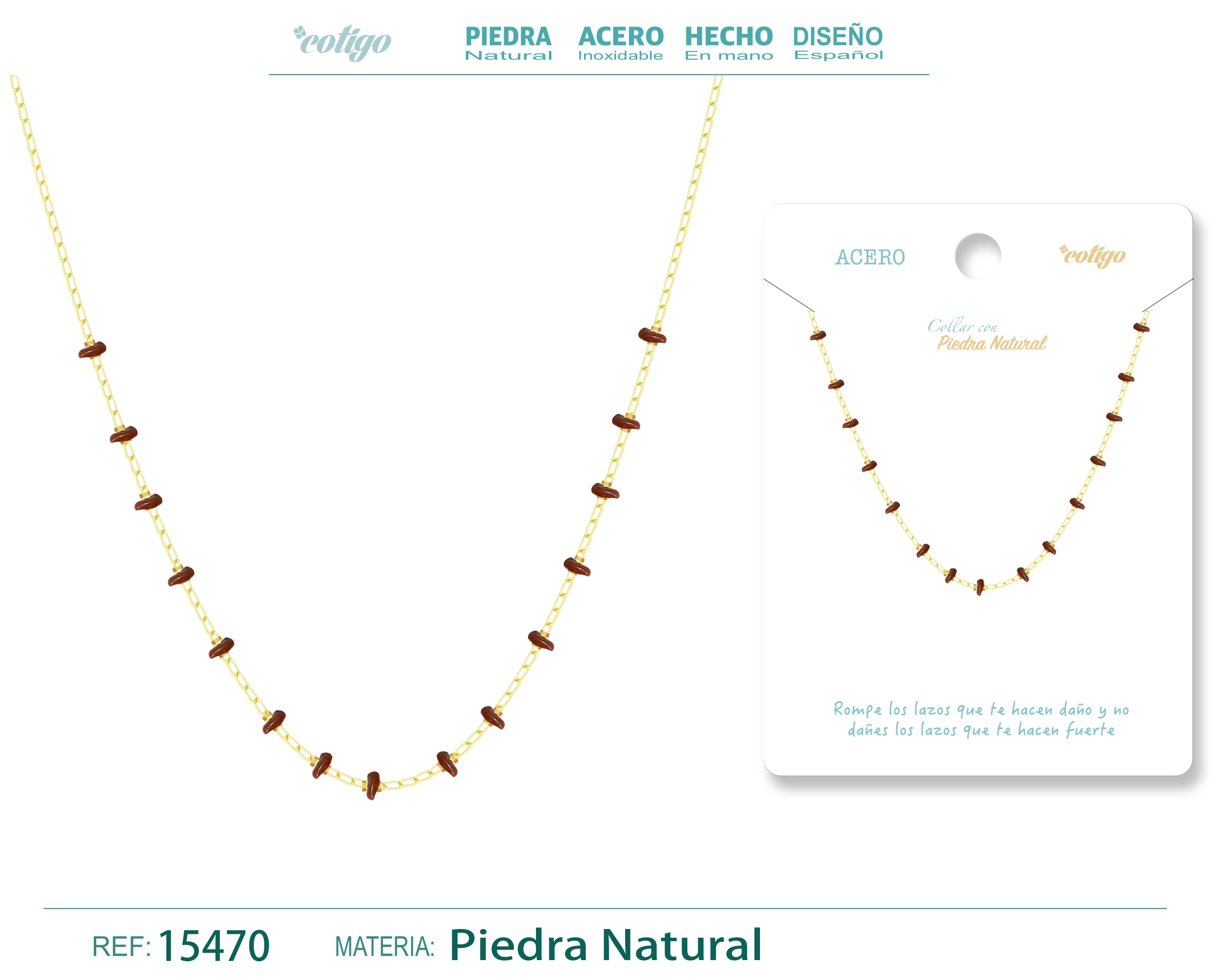 Collar Acero con Piedra natural