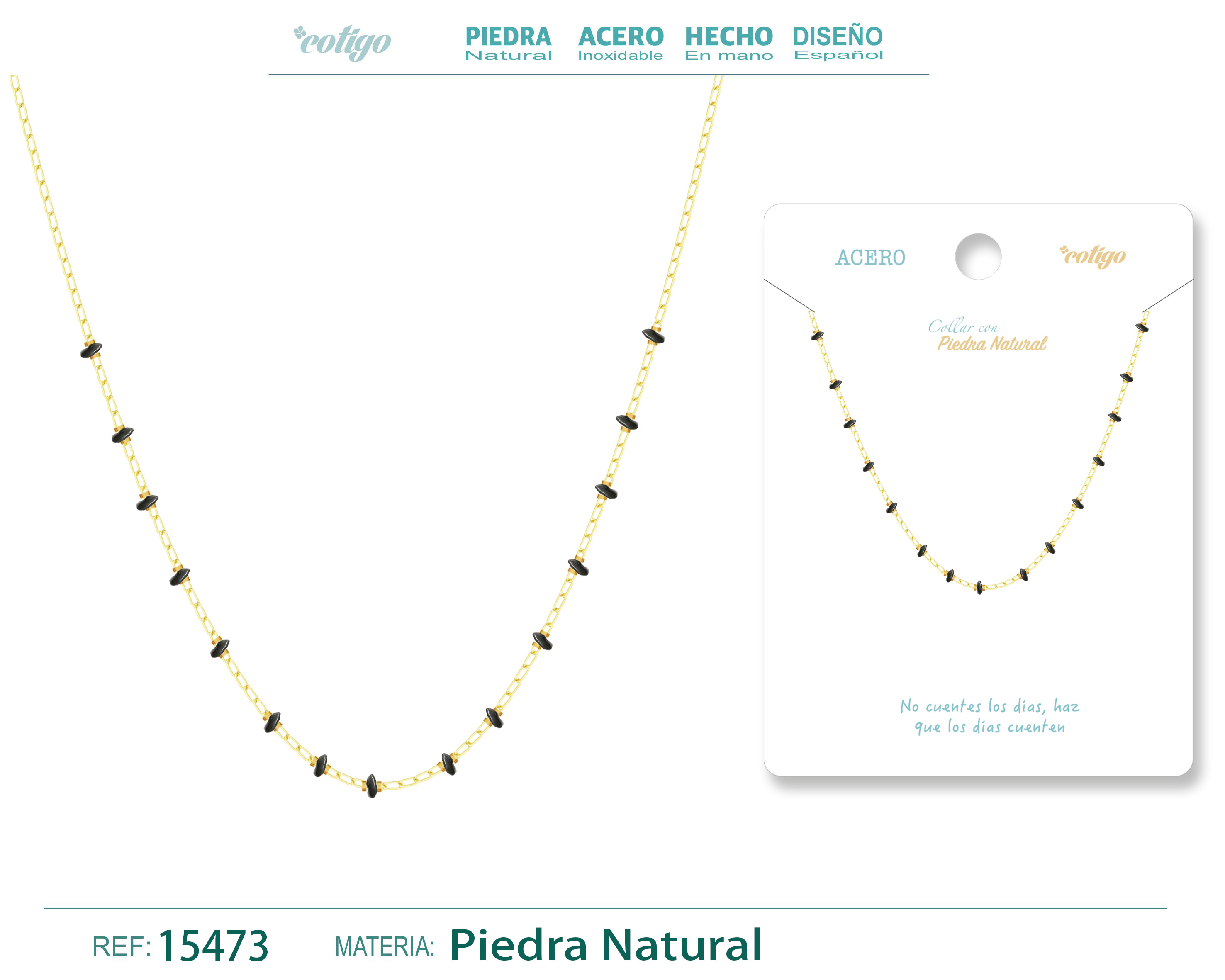 Collar Acero con Piedra natural
