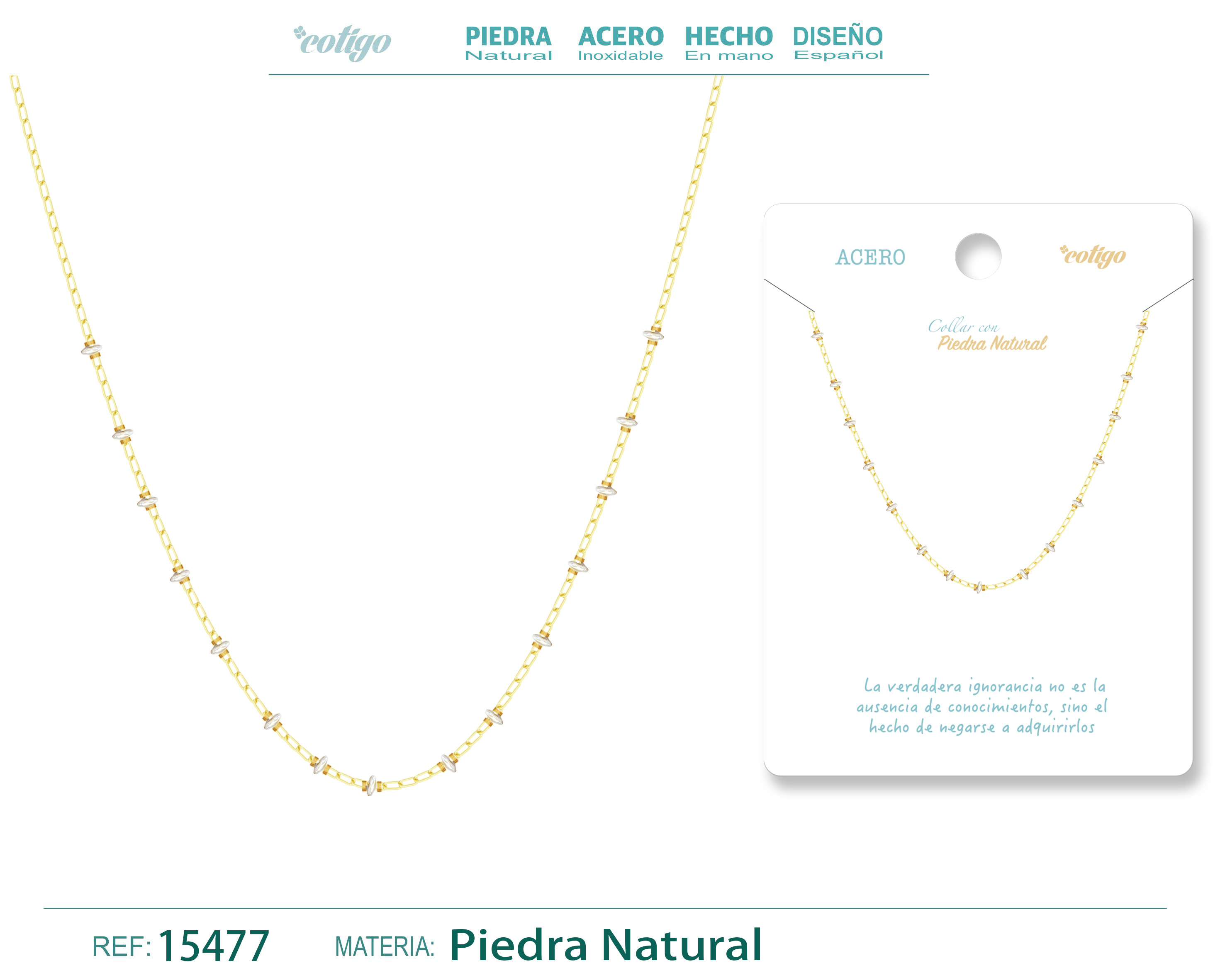 Collar Acero con Piedra natural