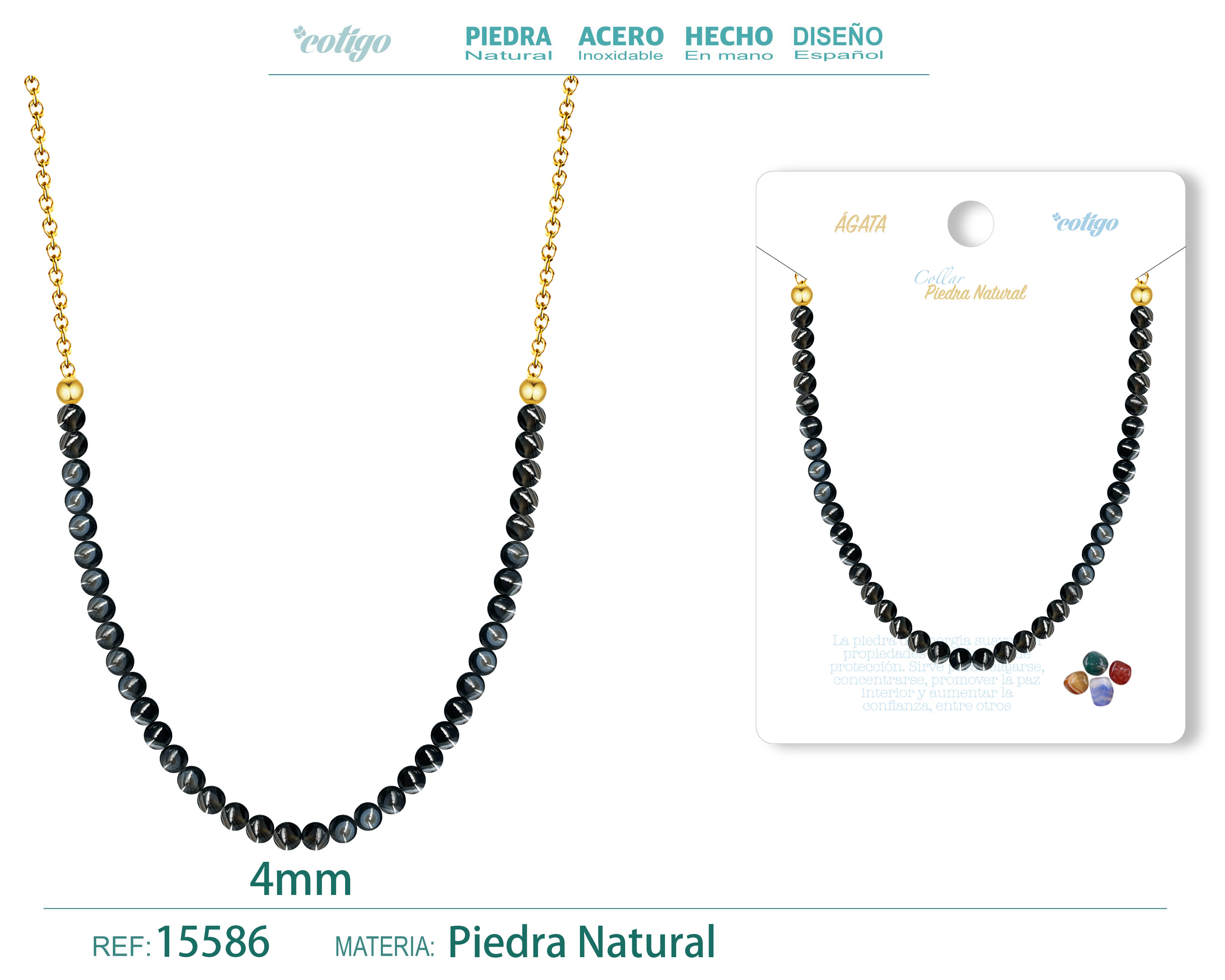 Collar Agata 4mm