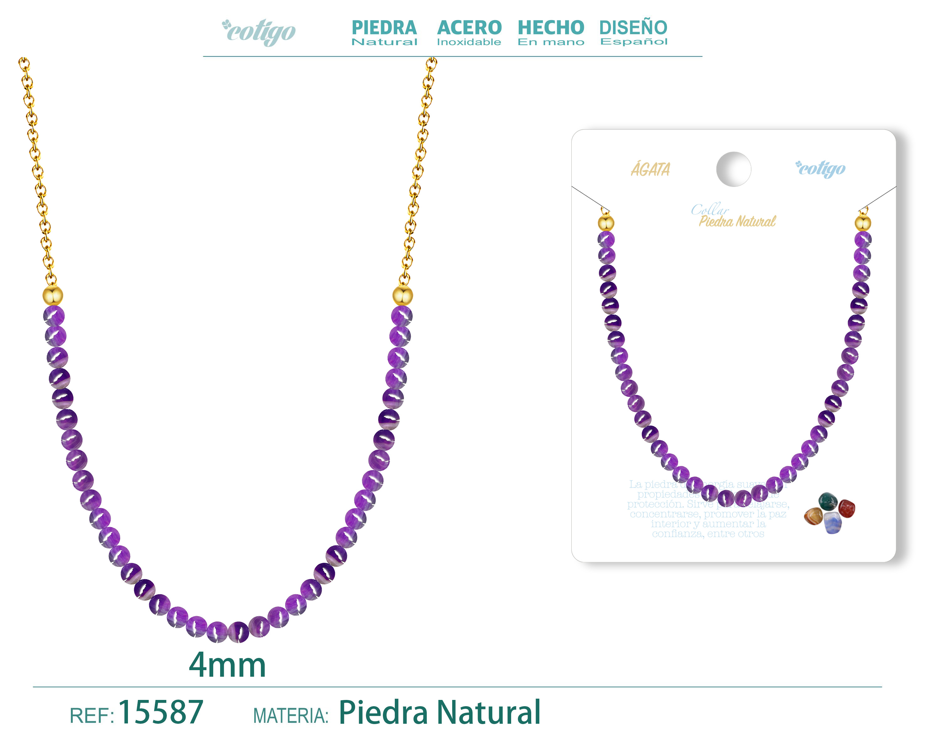 Collar Agata 4mm