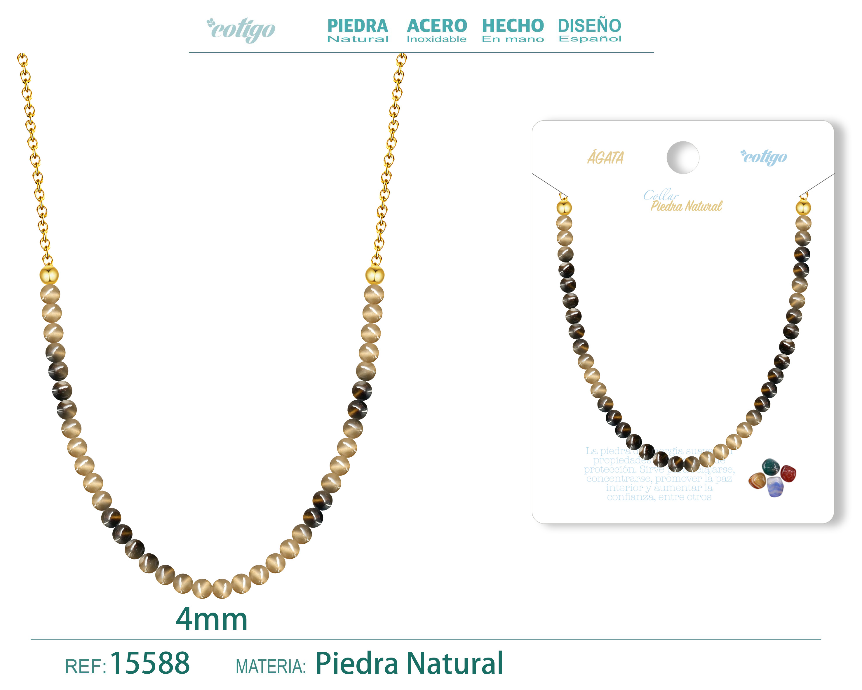 Collar Agata 4mm