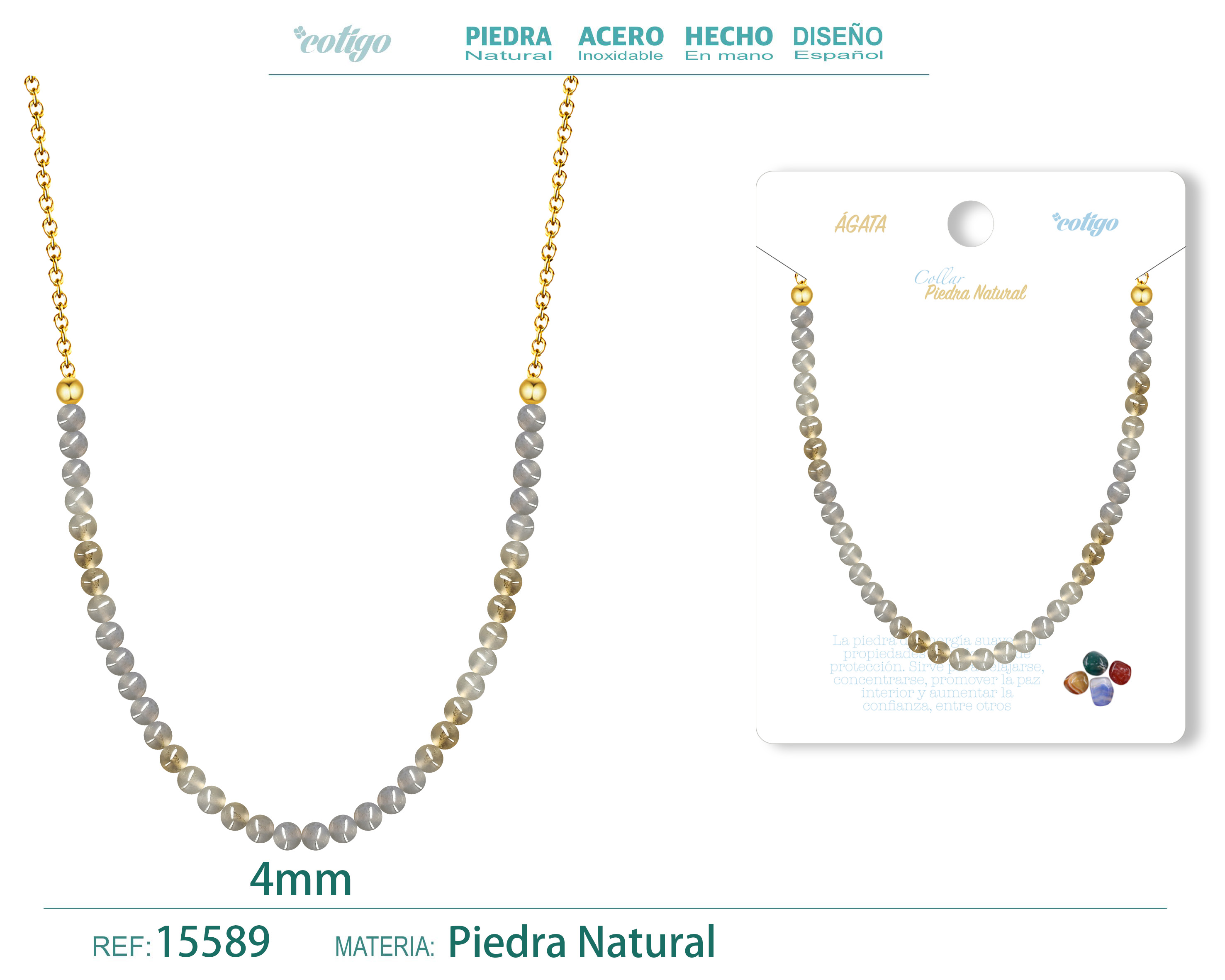Collar Agata 4mm