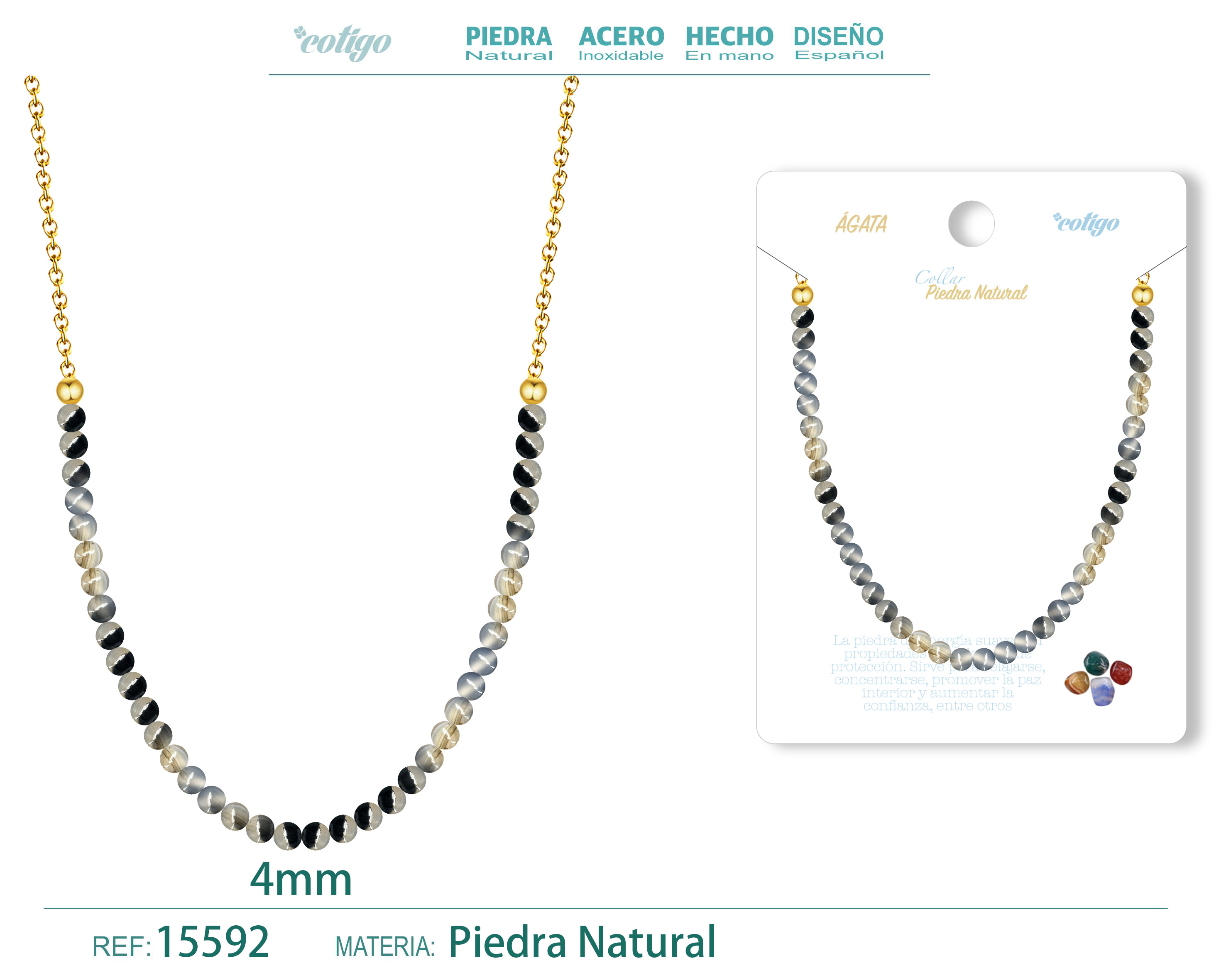 Collar Agata 4mm