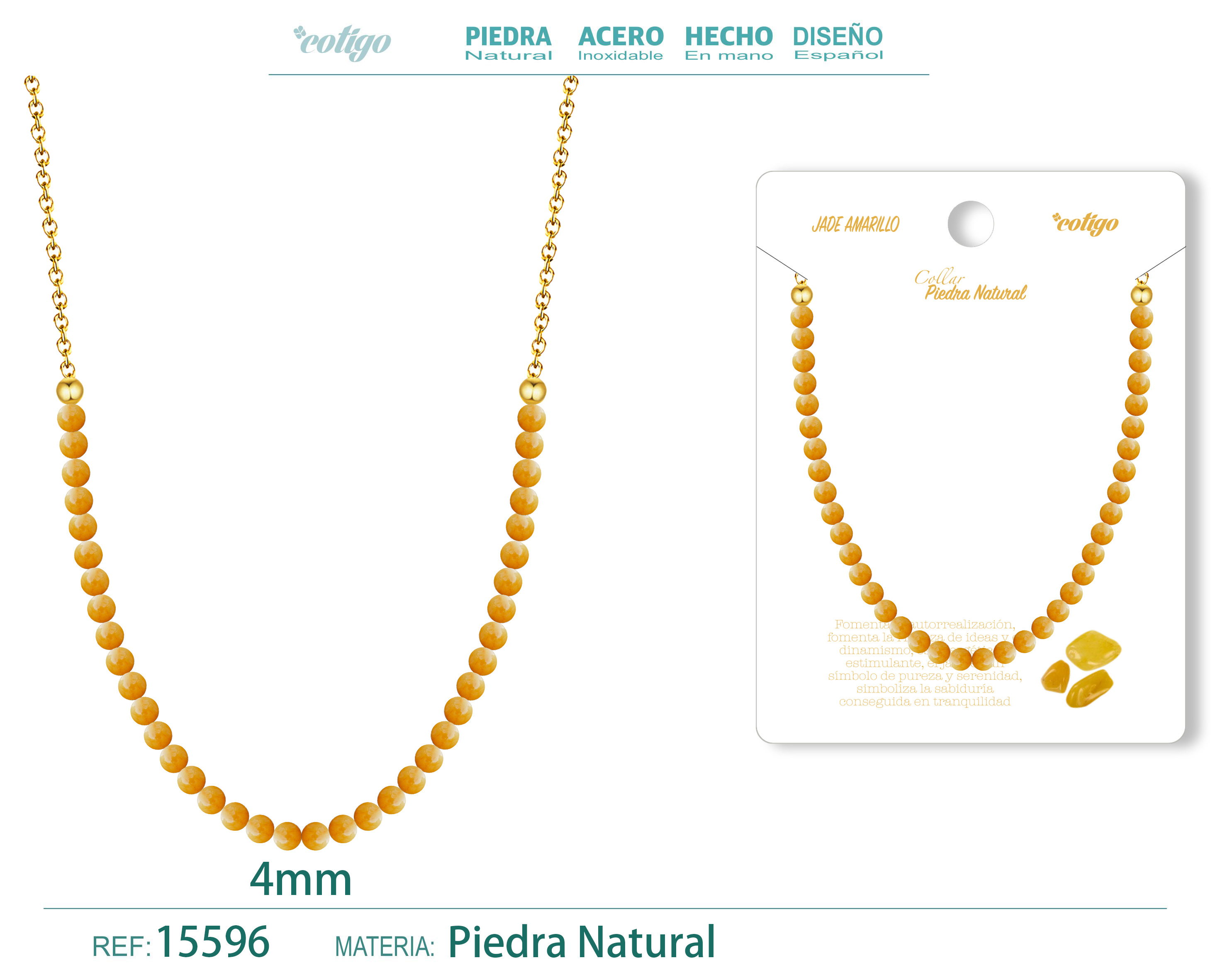 Collar Jade amarillo 4mm