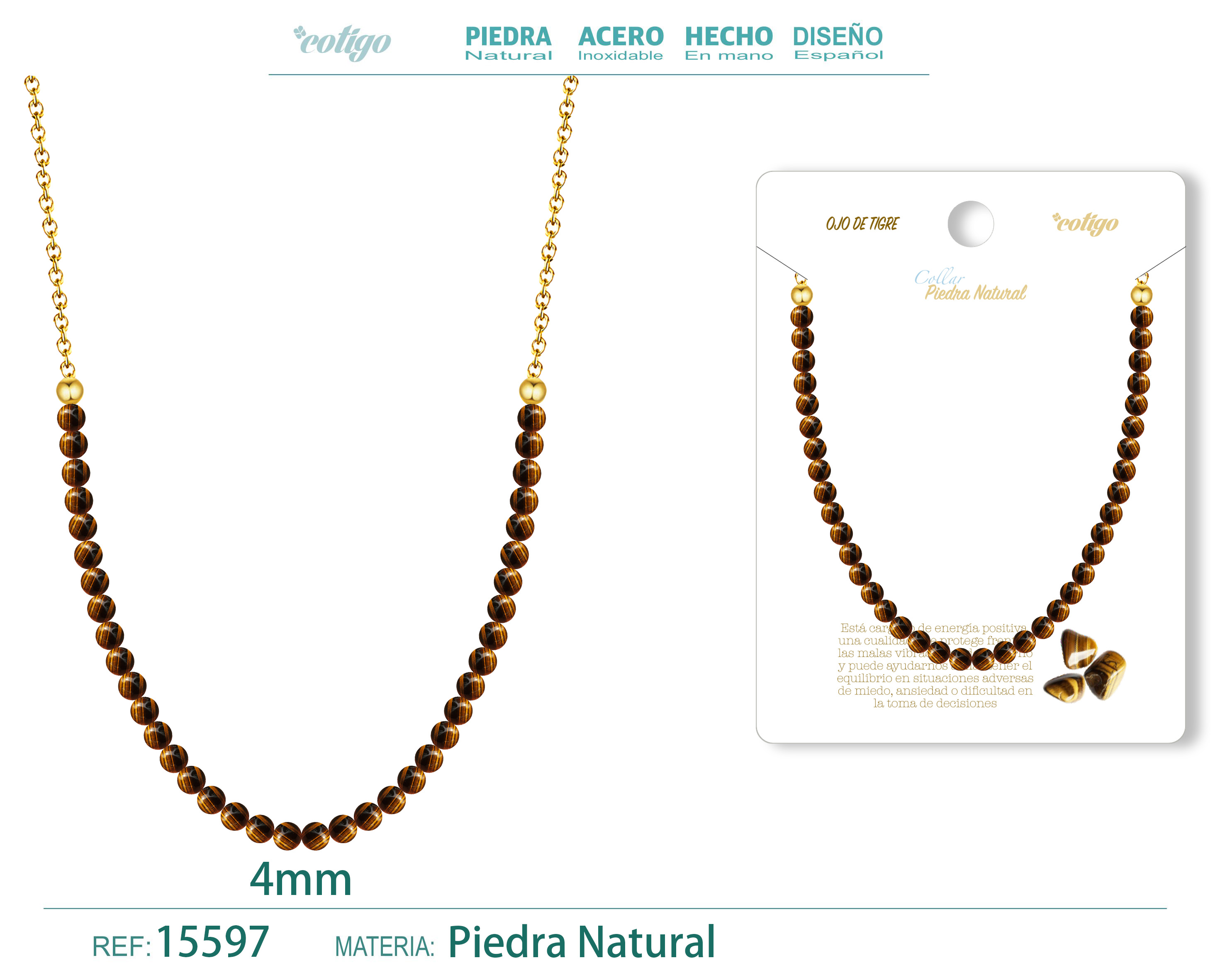 Collar Ojo de tigre 4mm