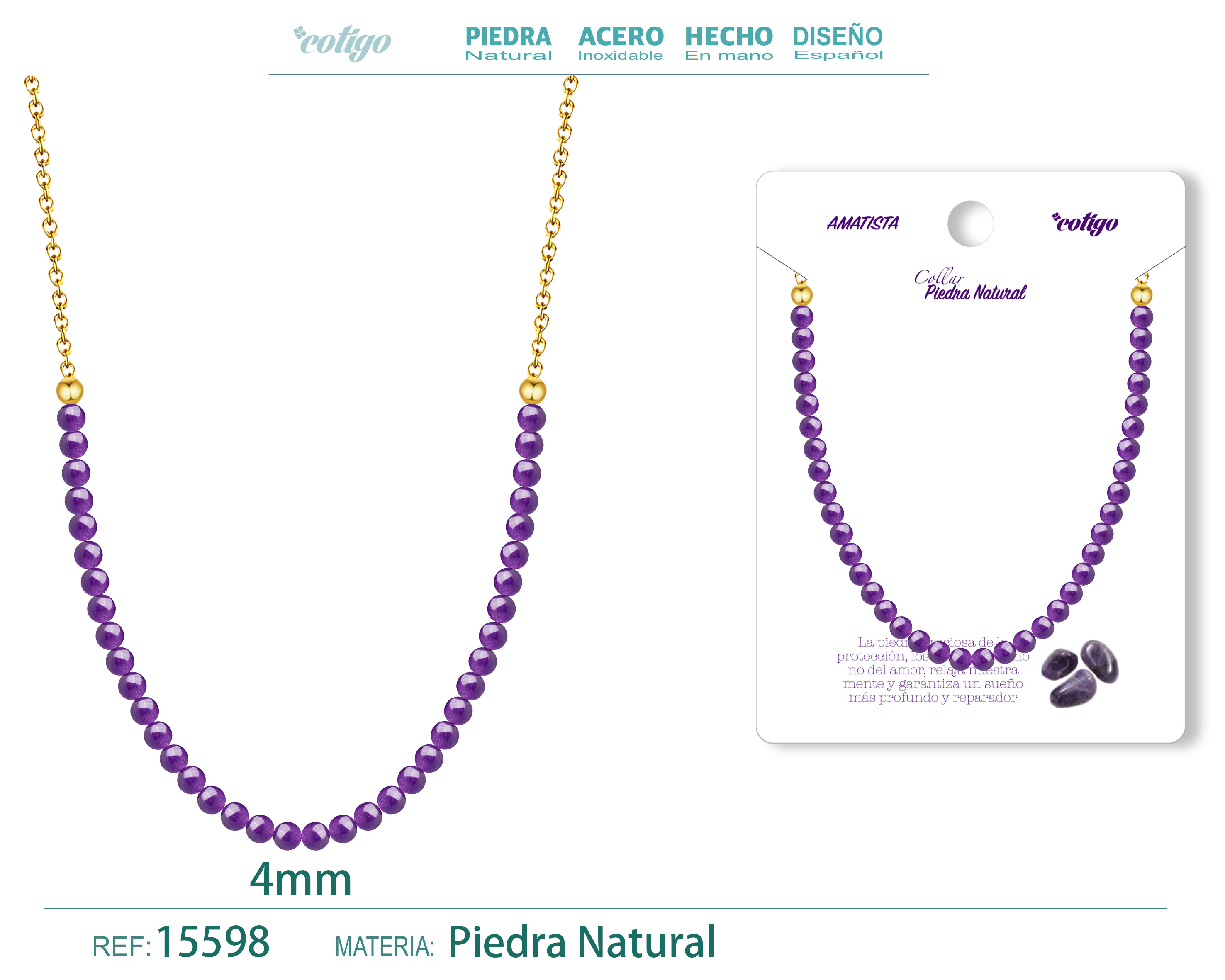 Collar Amatista 4mm