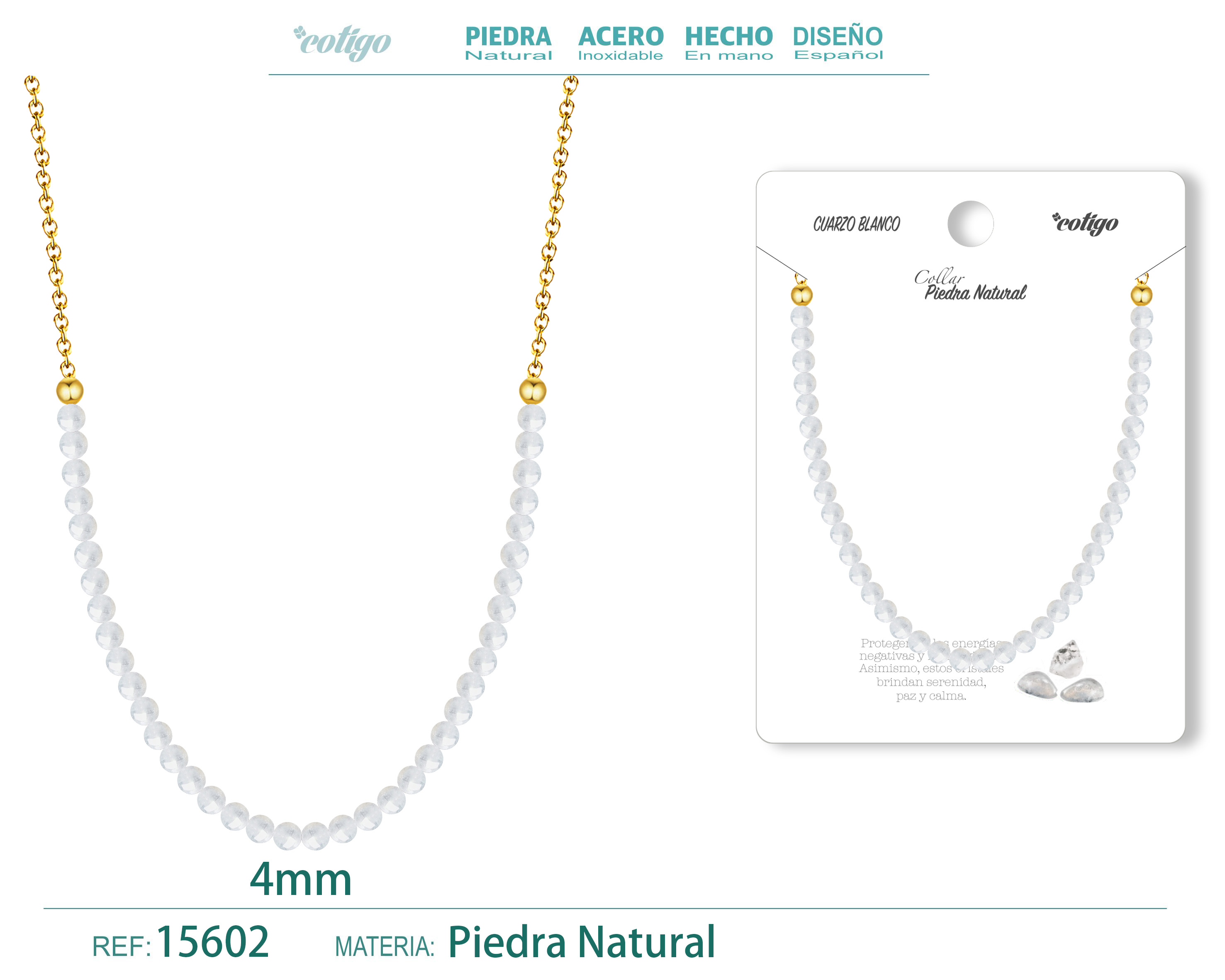 Collar Cuarzo blanco 4mm